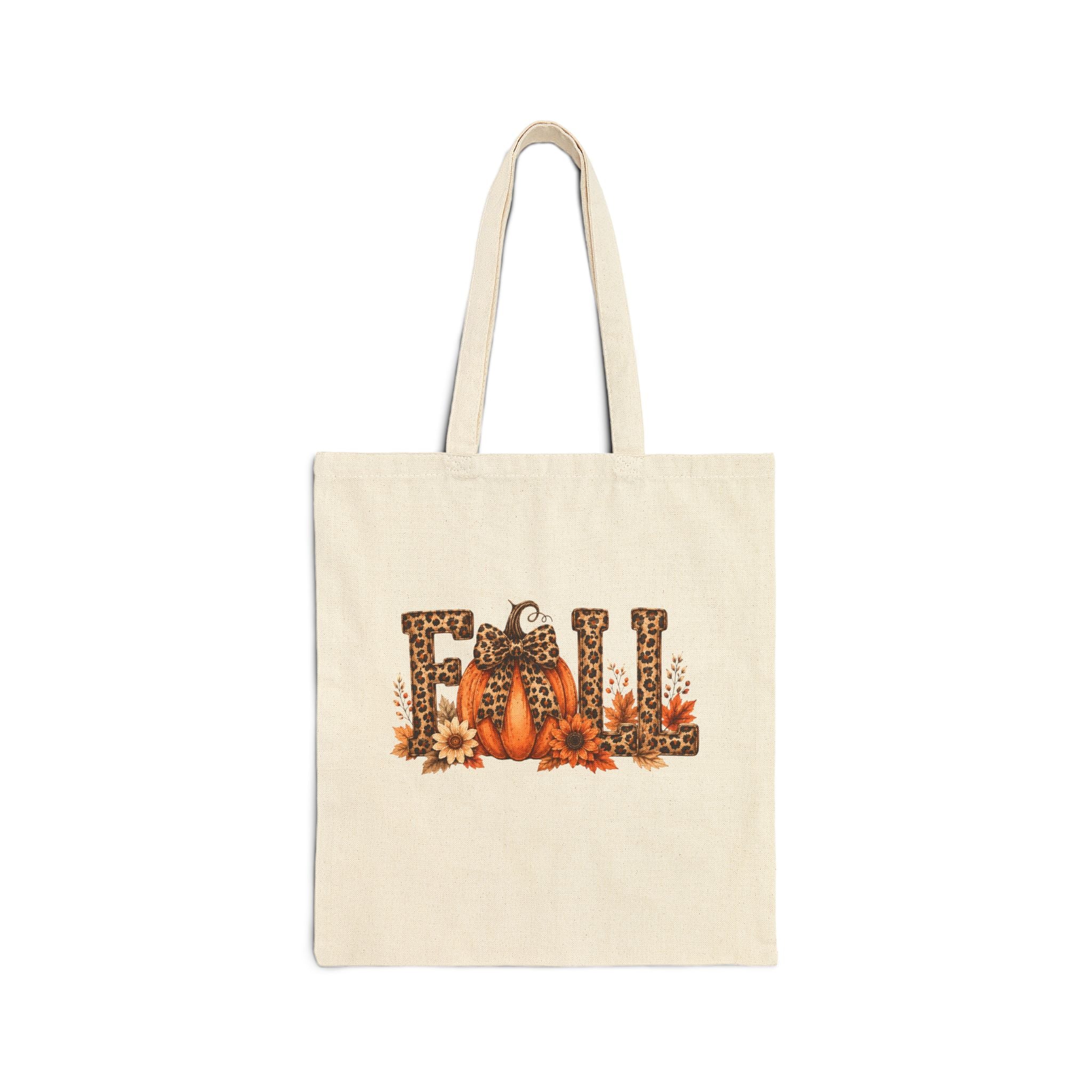 Fall Leopard Pumpkin Canvas Tote Bag — Cute Autumn Gift for Women Market Shopper