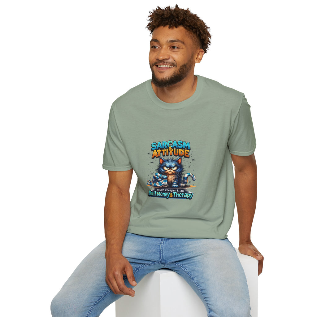 Sarcasm & Attitude Grumpy Cat T-Shirt — Funny Sarcastic Gift for Her Graphic Tee