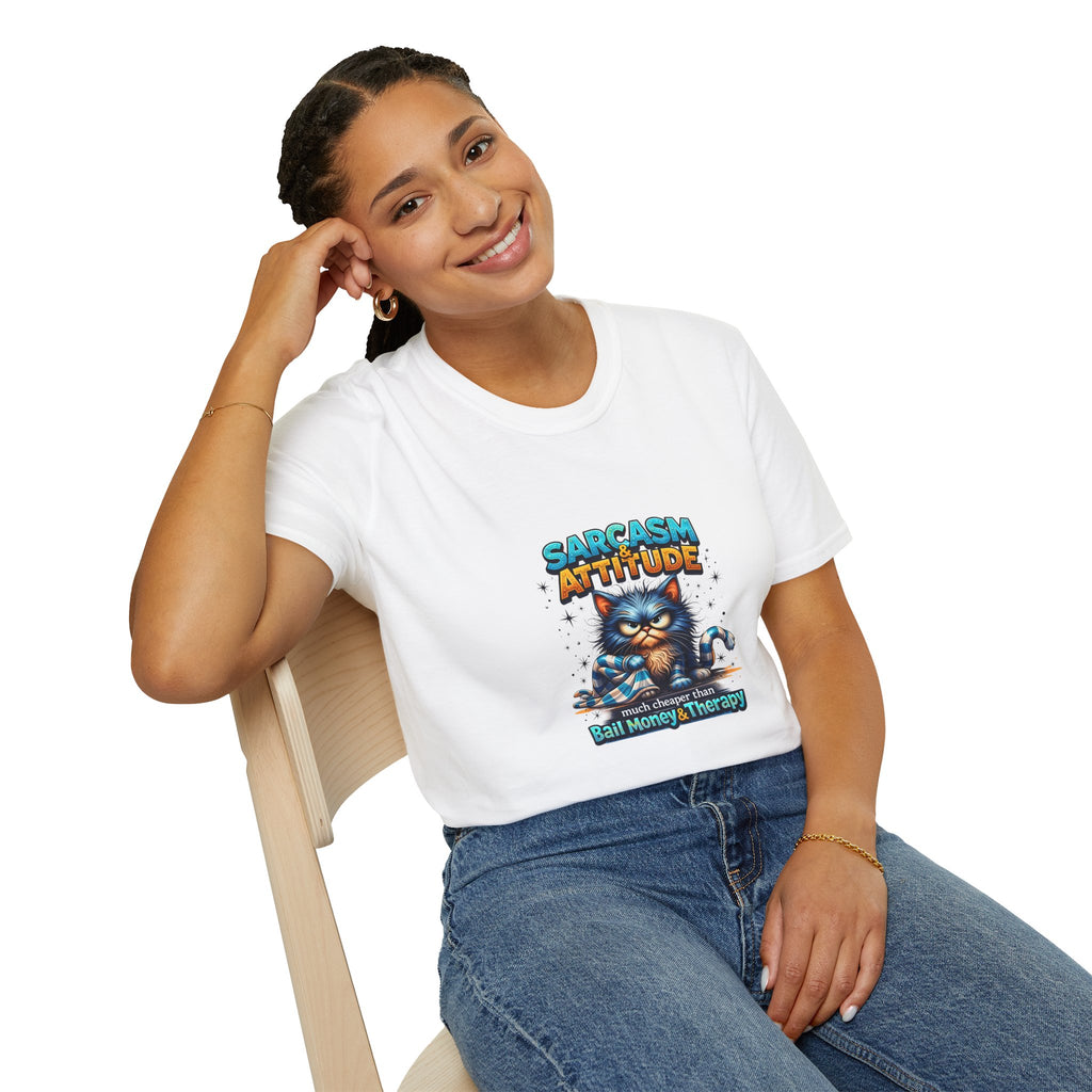 Sarcasm & Attitude Grumpy Cat T-Shirt — Funny Sarcastic Gift for Her Graphic Tee