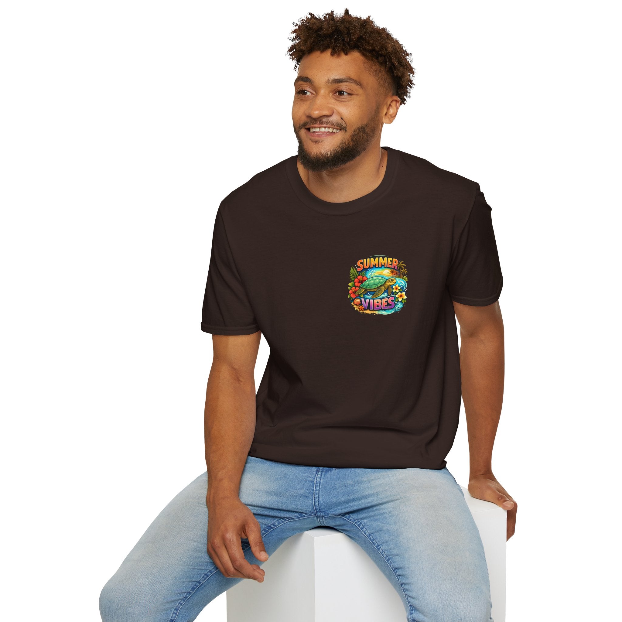 Summer Vibes Sea Turtle T-Shirt — Cute Beach Gift for Women Surf Floral Graphic Tee