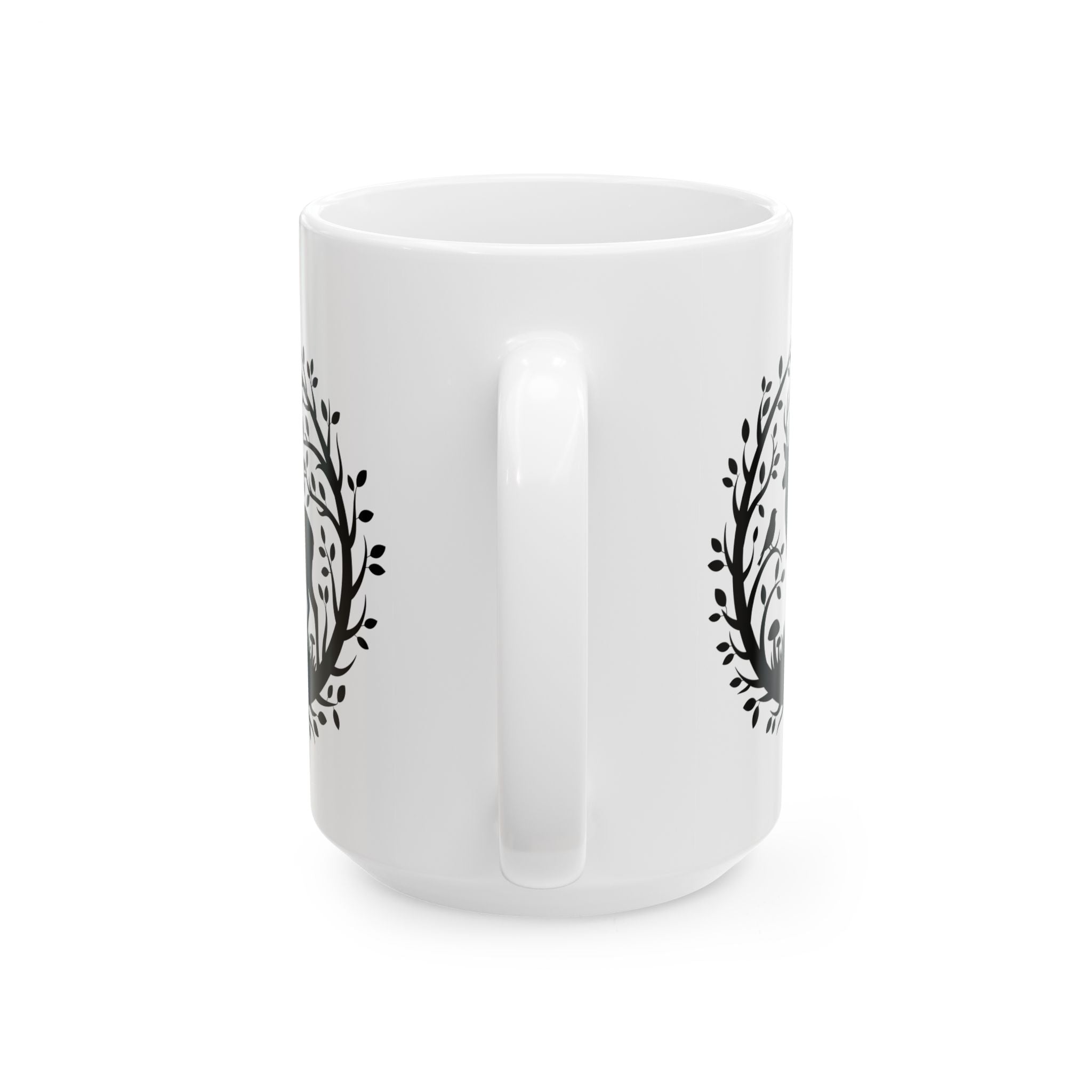 Tree of Serenity Nature Ceramic Mug — Cute Peaceful Gift Black Silhouette Coffee Cup