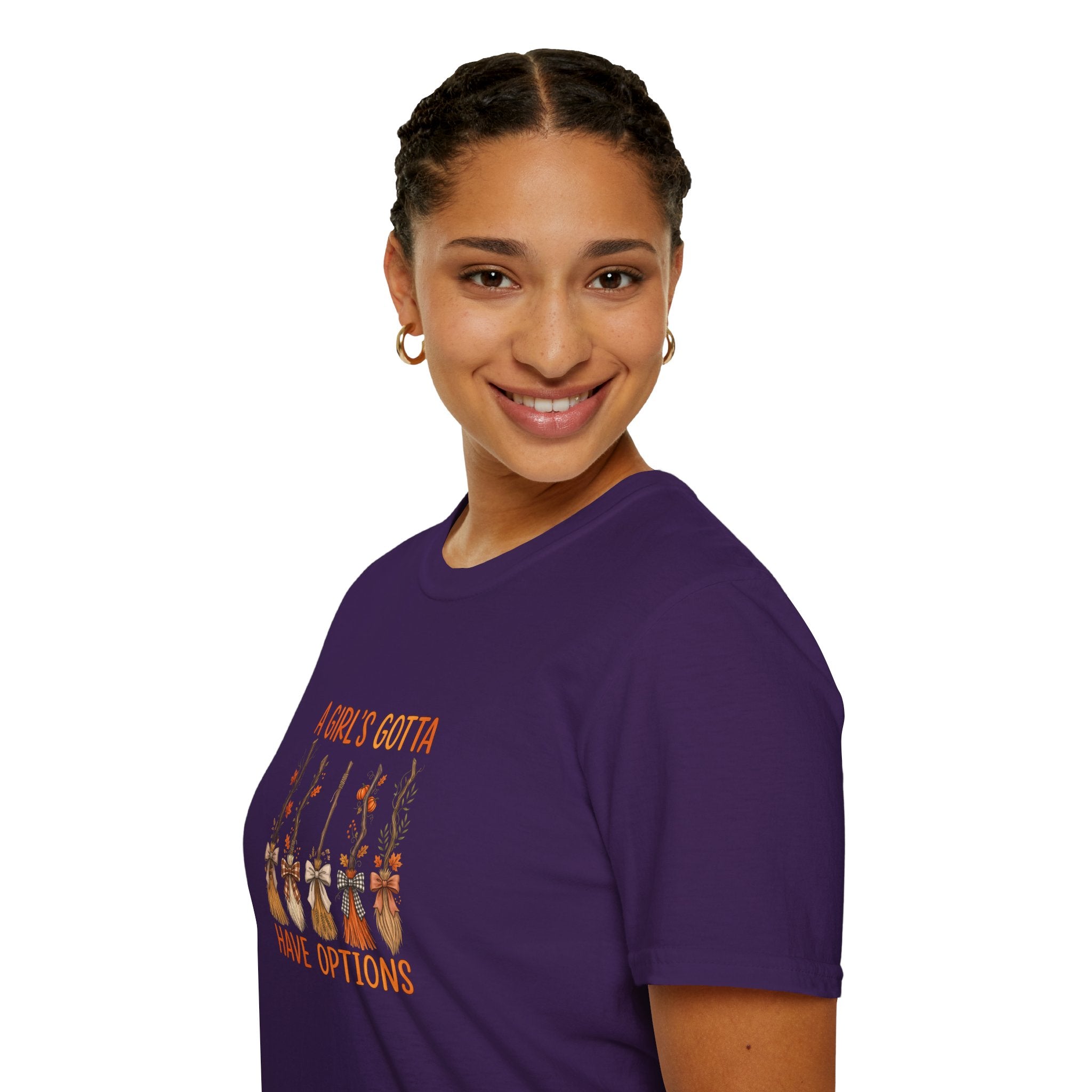 A Girl's Gotta Have Options Witch Brooms T-Shirt — Funny Halloween Gift for Women
