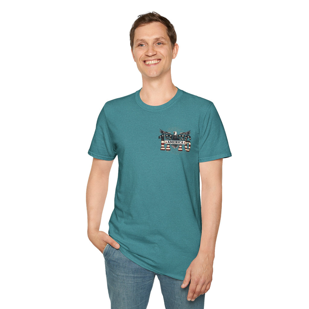 1776 American Flag Eagle T-Shirt — Vintage Patriotic Gift for Him Fourth of July Tee