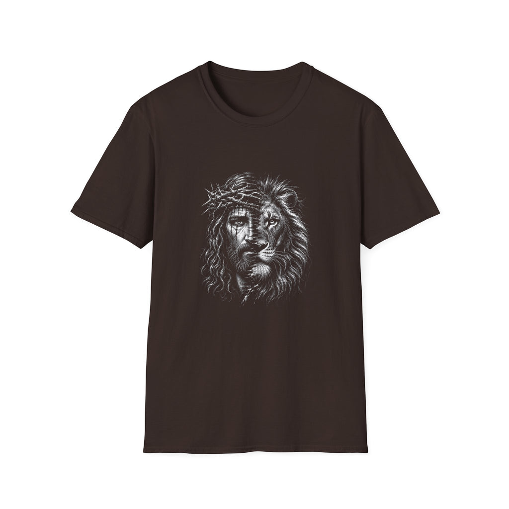 Lion of Judah T-Shirt — Crown of Thorns Half-Face Lion Christian Graphic Tee