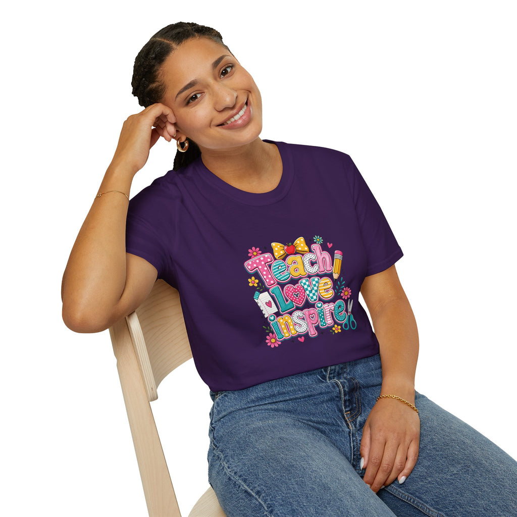 Teach Love Inspire T-Shirt — Cute Colorful Teacher Gift School Appreciation Tee