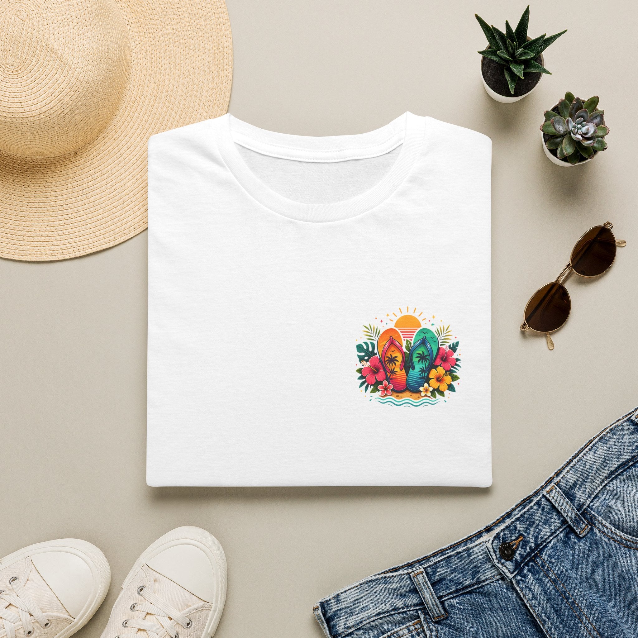 Floral Surf Chest Print T-Shirt — Cute Beach Gift for Women Graphic Tee