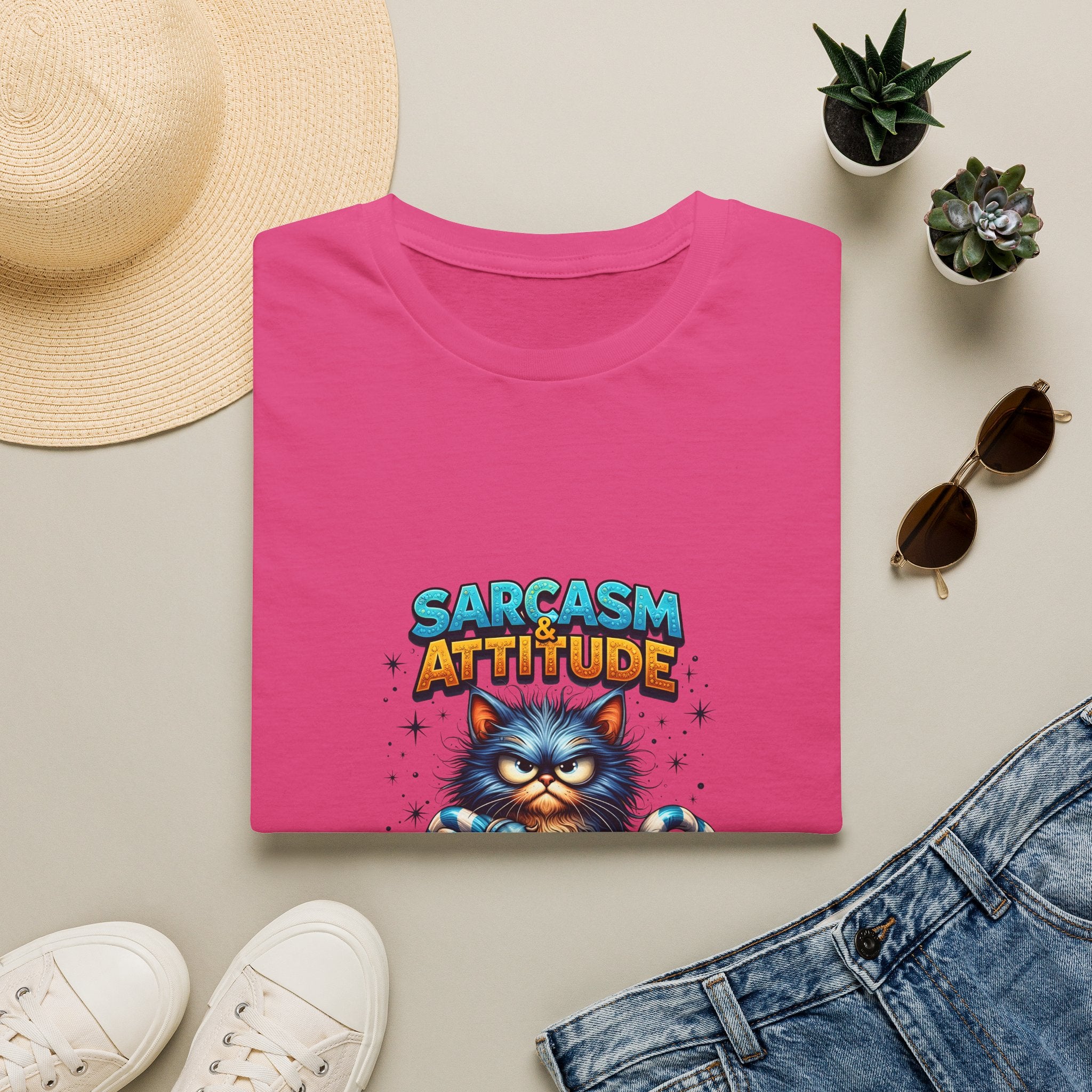 Sarcasm & Attitude Grumpy Cat T-Shirt — Funny Sarcastic Gift for Her Graphic Tee