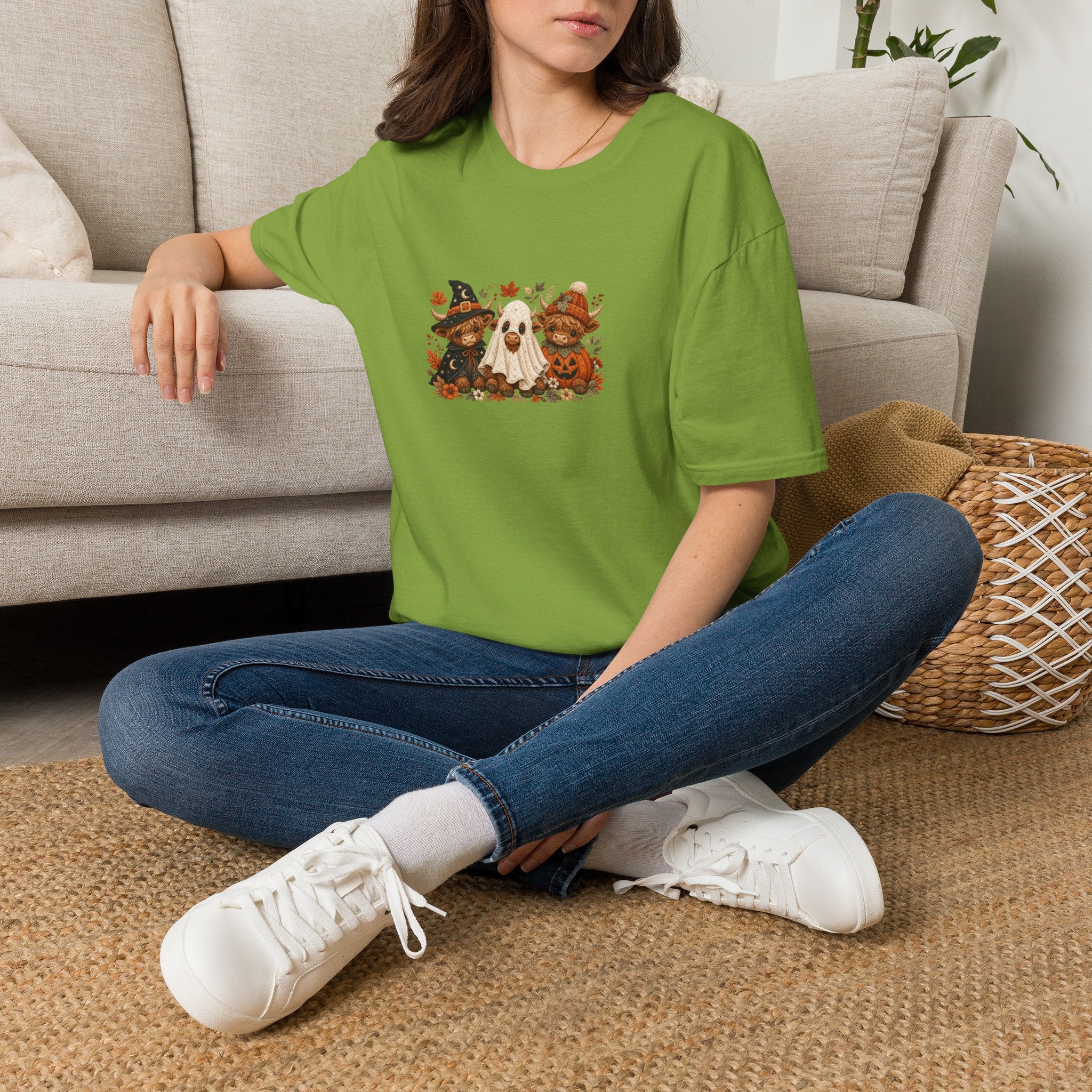 Halloween Cows Trio T-Shirt — Cute Funny Gift for Her Ghost & Pumpkin Fall Tee