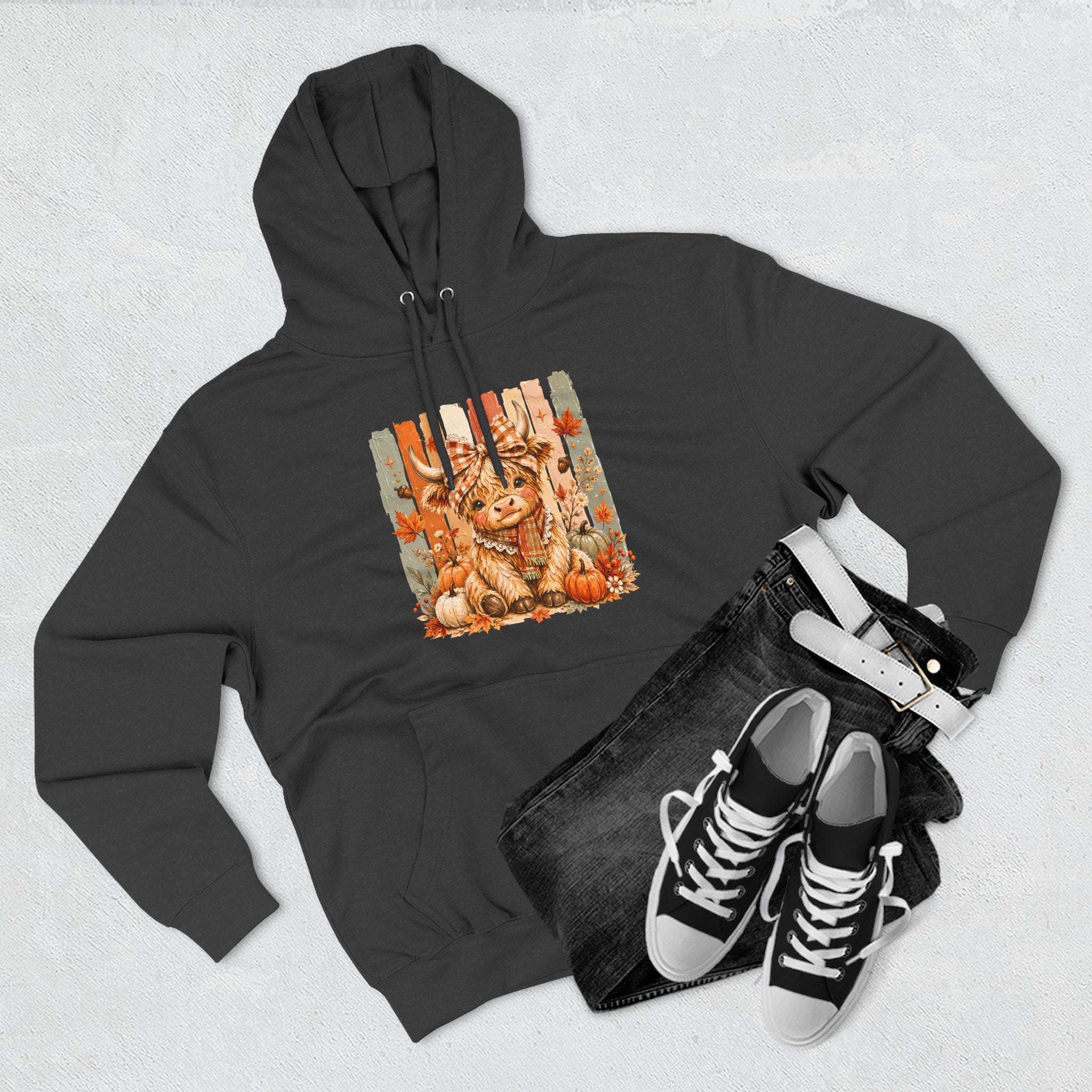 Autumn Pumpkin Cow Hoodie — Cute Fall Gift for Women Cozy Graphic Pullover