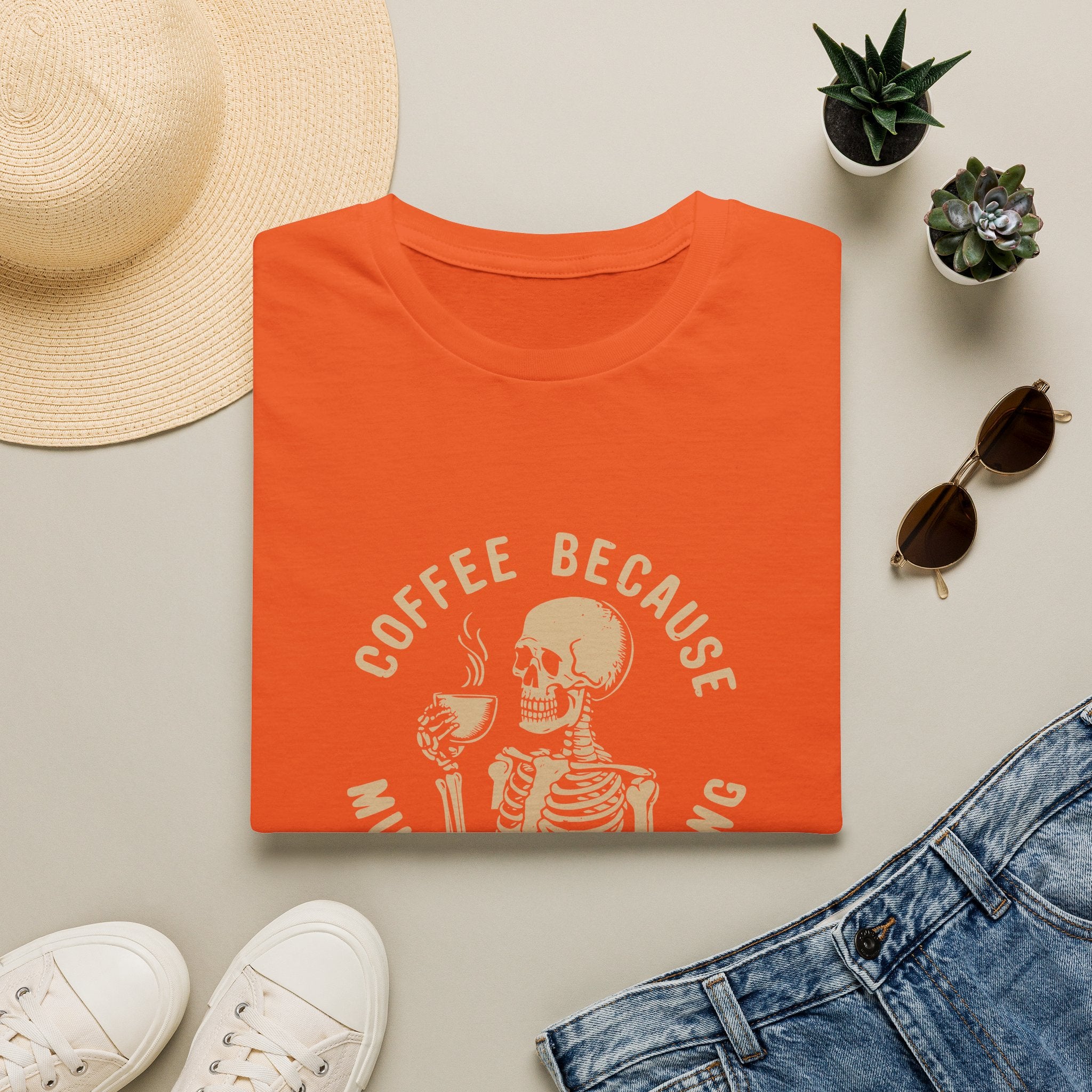 Coffee Because Murder Is Wrong Skull T-Shirt — Funny Dark Humor Gift for Her Graphic Tee