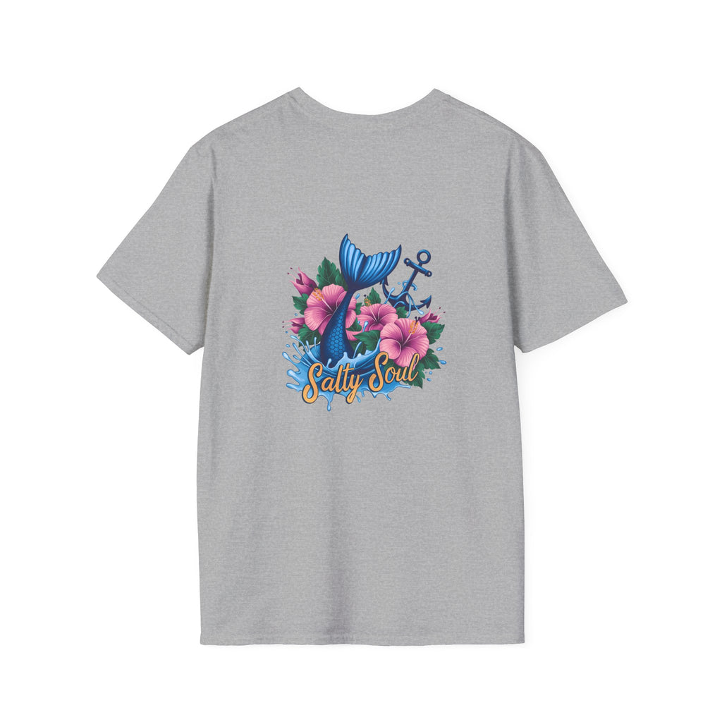 Salty Soul Mermaid Anchor Floral T-Shirt — Cute Beach Gift for Women Nautical Tee