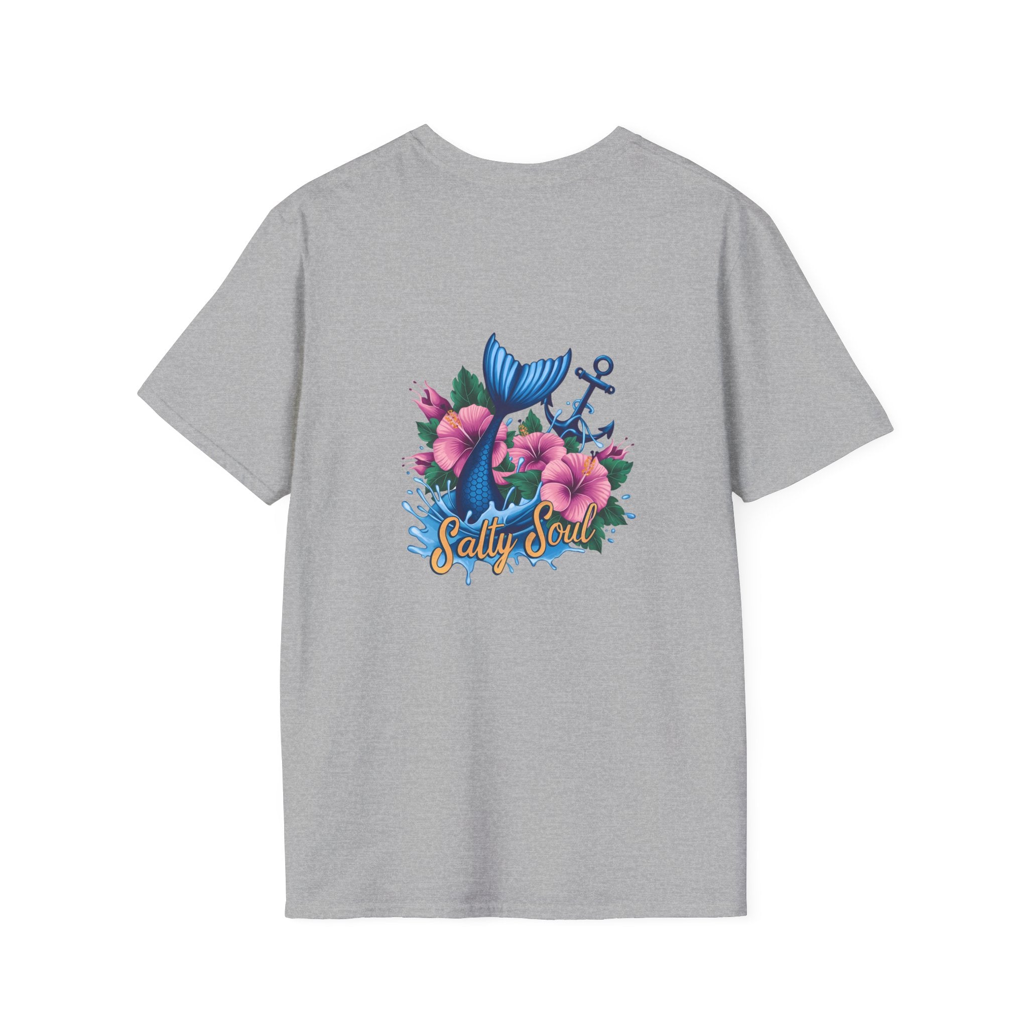 Salty Soul Mermaid Anchor Floral T-Shirt — Cute Beach Gift for Women Nautical Tee