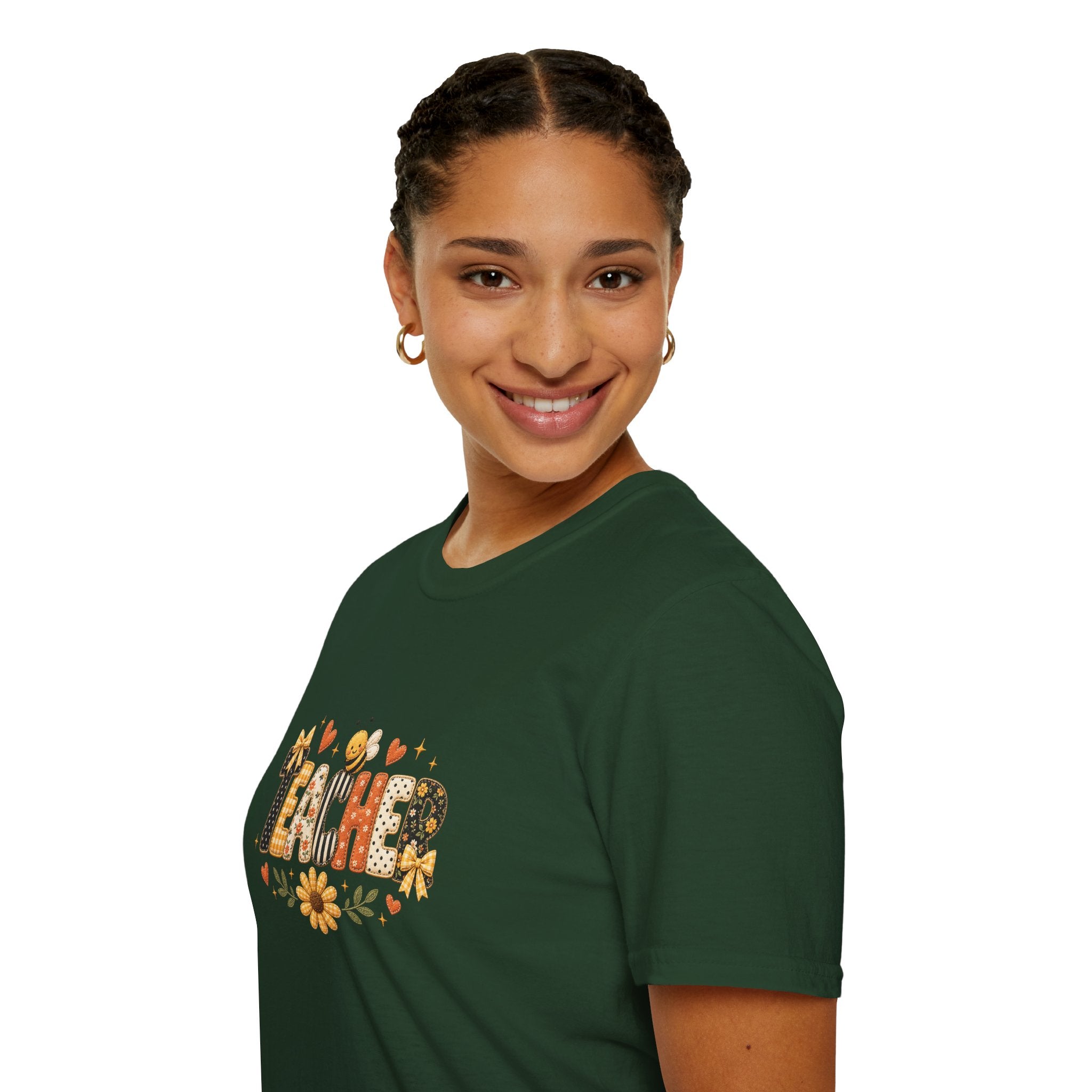 Teacher Floral Bee T-Shirt — Cute Back-to-School Gift for Teachers Graphic Tee