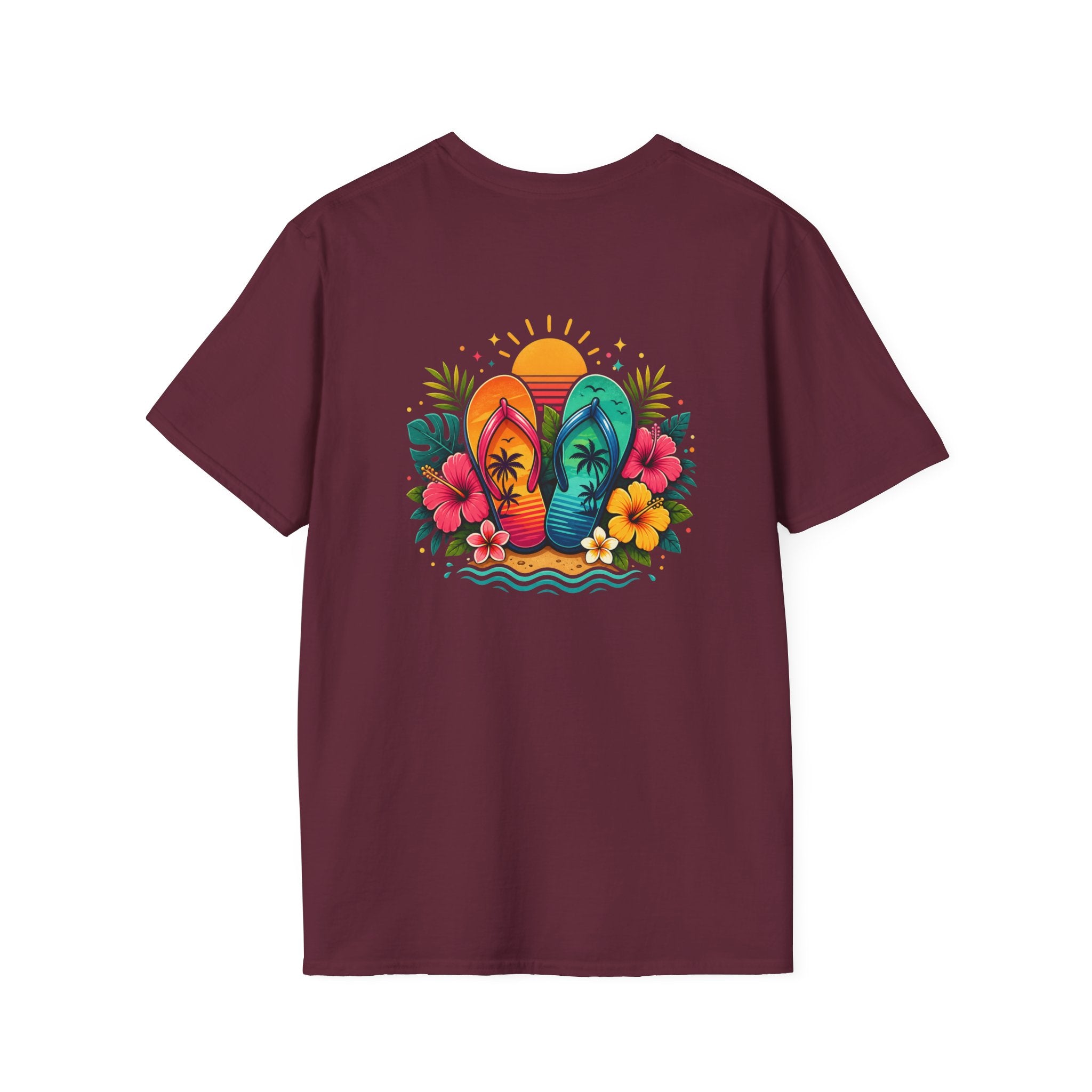 Floral Surf Chest Print T-Shirt — Cute Beach Gift for Women Graphic Tee
