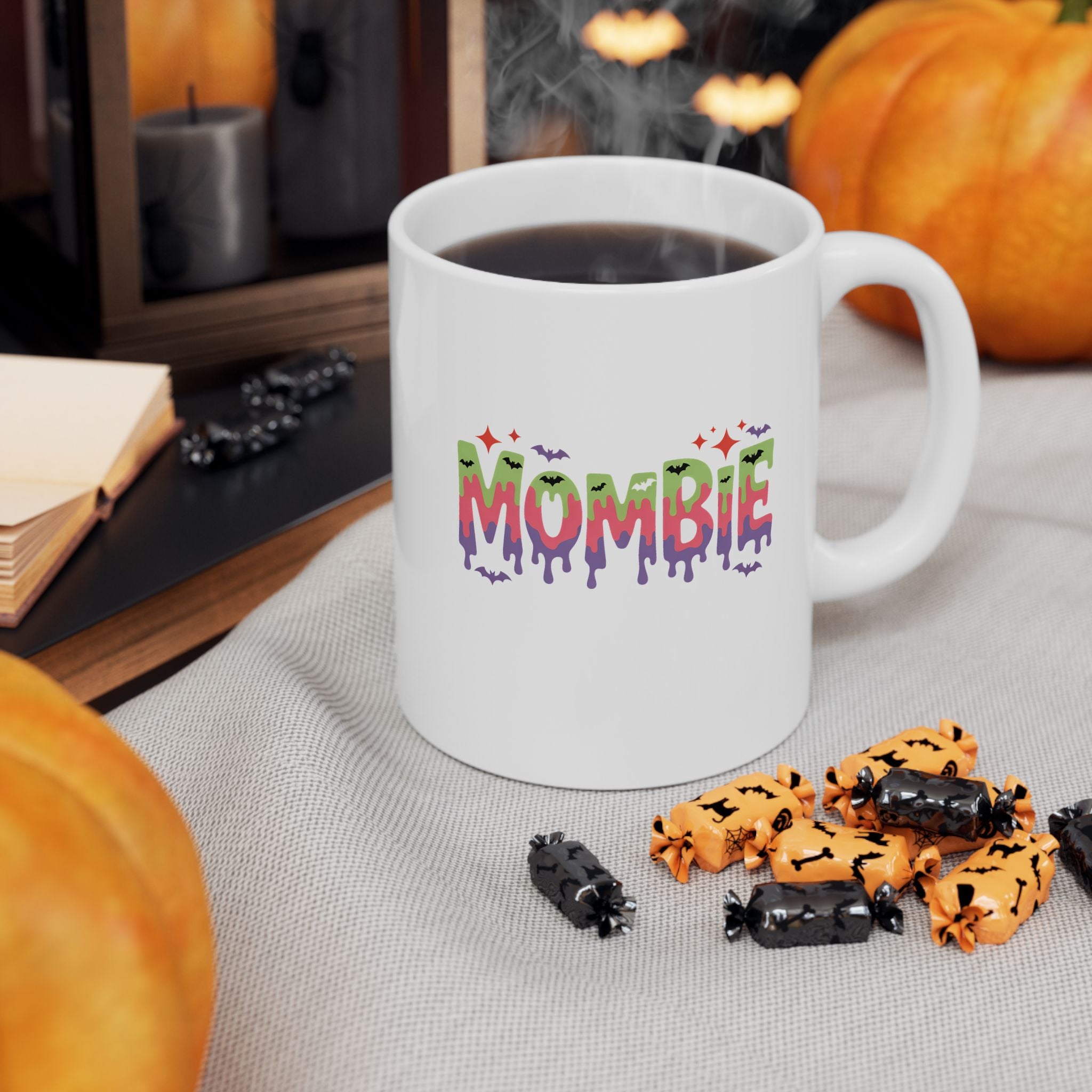 Zombie Mom Ceramic Mug — Funny Halloween Gift for Moms Colorful Drip Coffee Cup 11oz 15oz