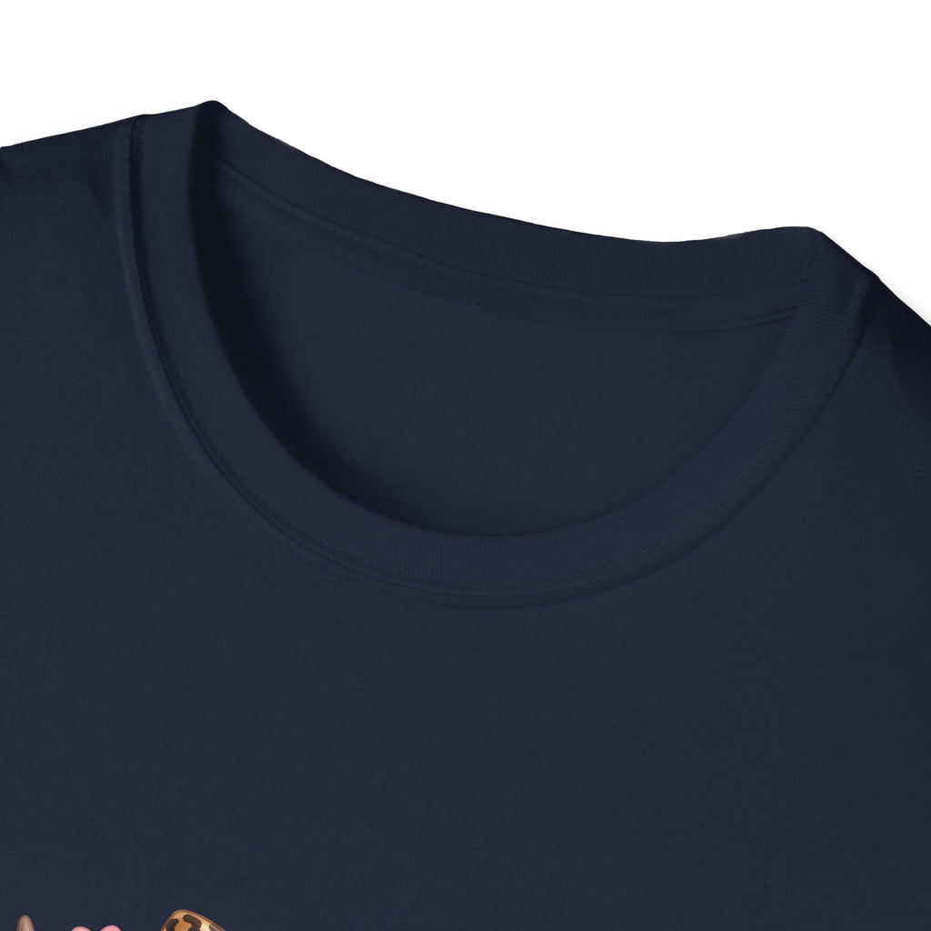 Highland Cow Leopard Bow T-Shirt — Cute Funny Gift for Her Hearts Graphic Tee