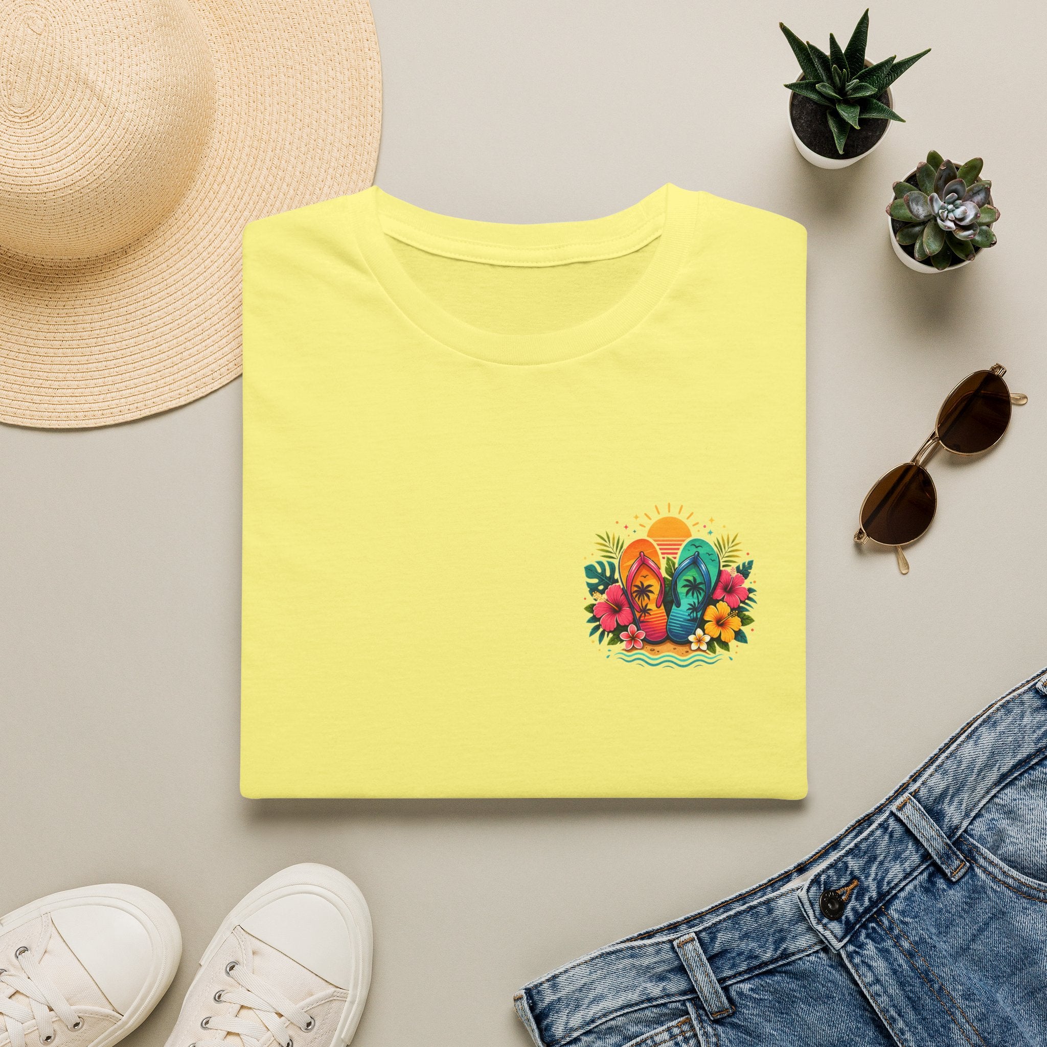 Floral Surf Chest Print T-Shirt — Cute Beach Gift for Women Graphic Tee