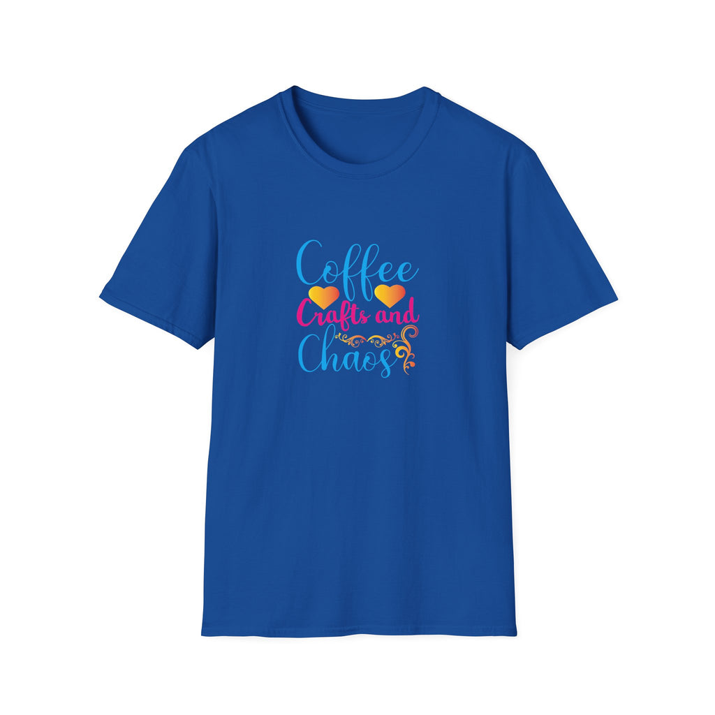 Coffee Crafts and Chaos T-Shirt — Funny Gift for Crafty Women Sarcastic Graphic Tee