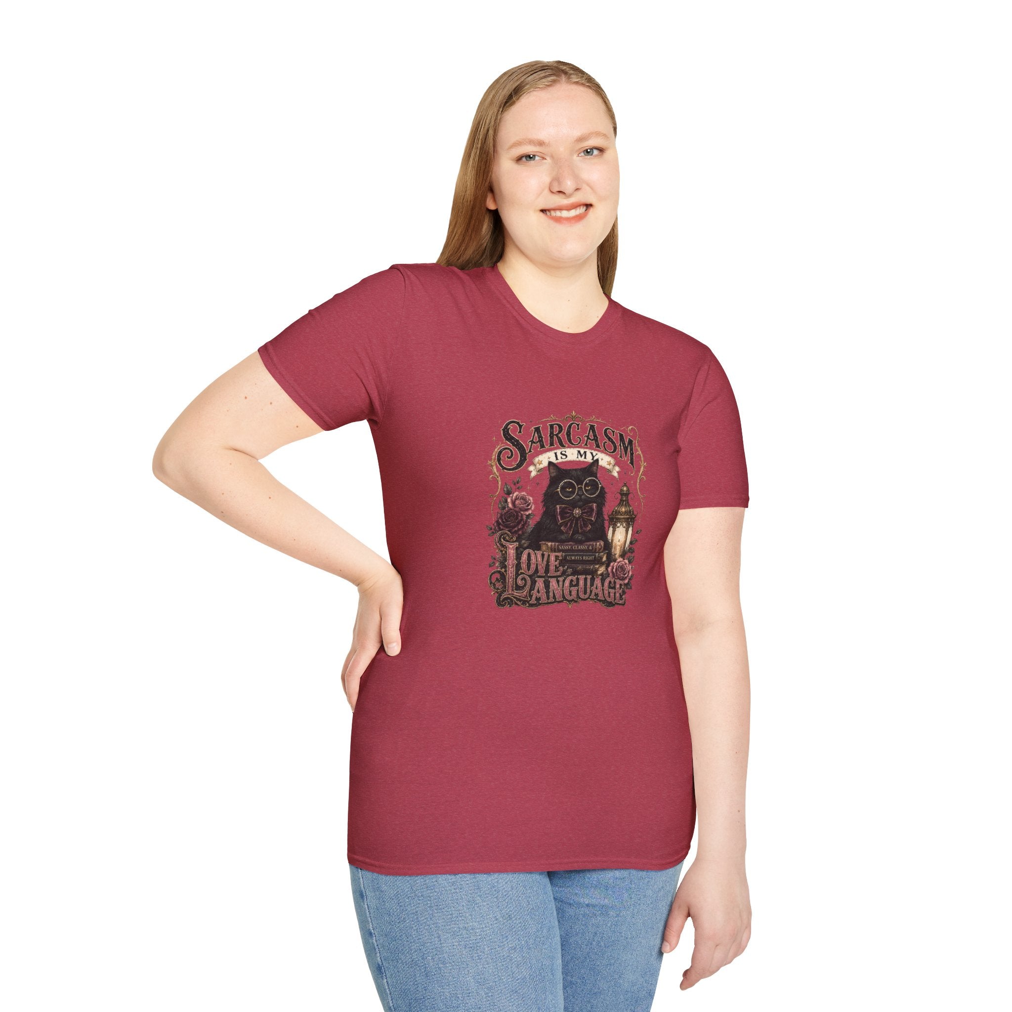 Sarcasm Is My Love Language Cat T-Shirt — Funny Gift for Her Vintage Graphic Tee