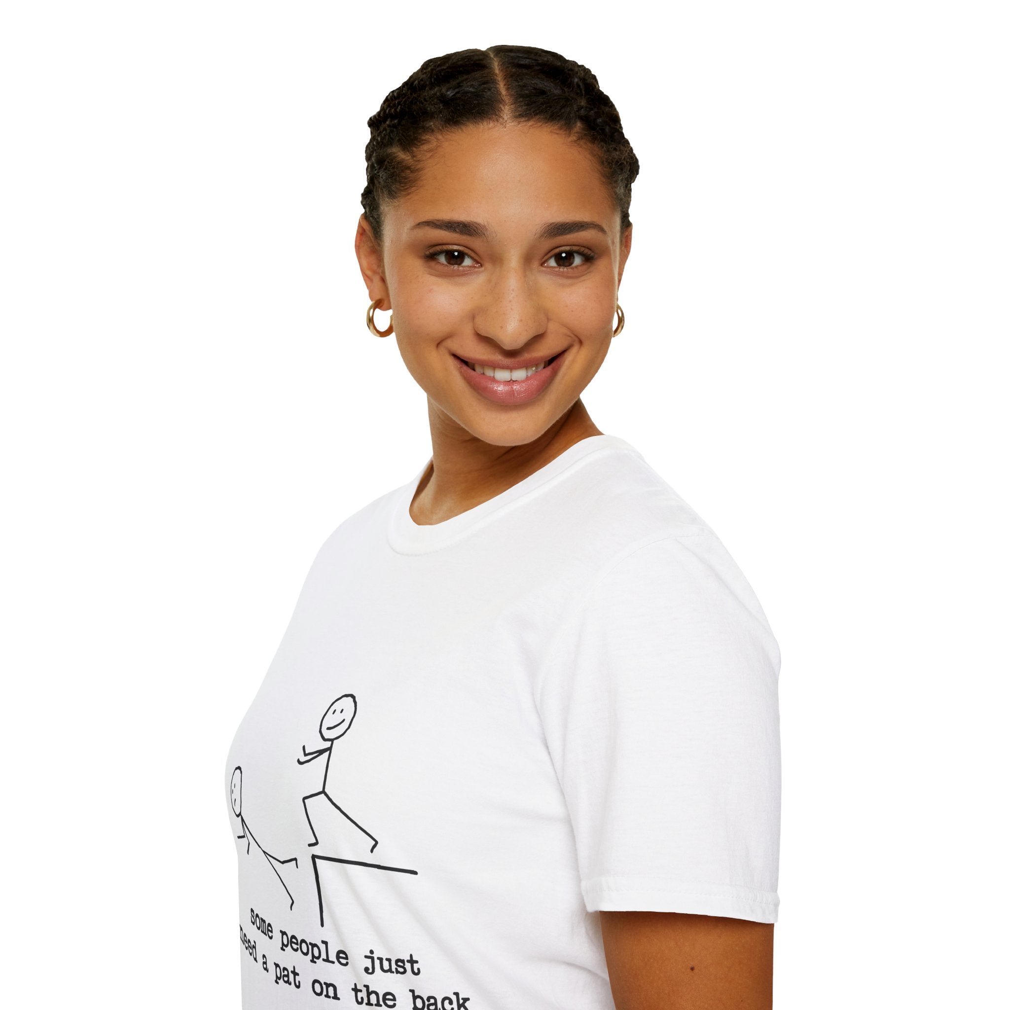 T-Shirt — "Some People Just Need a Pat on the Back" Stick Figure Humor Tee