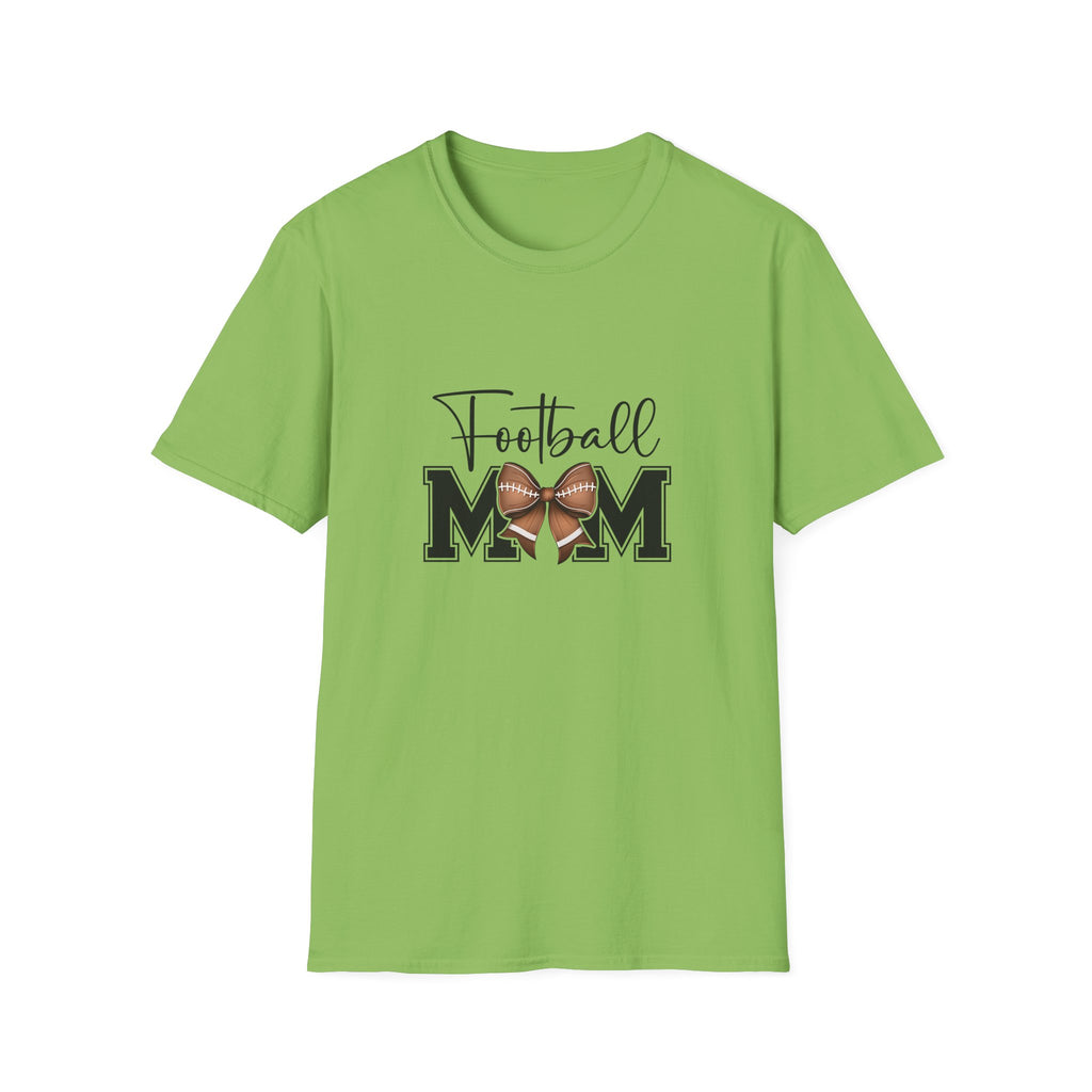 Football Mom Script T-Shirt — Cute Bow Gift for Proud Moms Game Day Graphic Tee