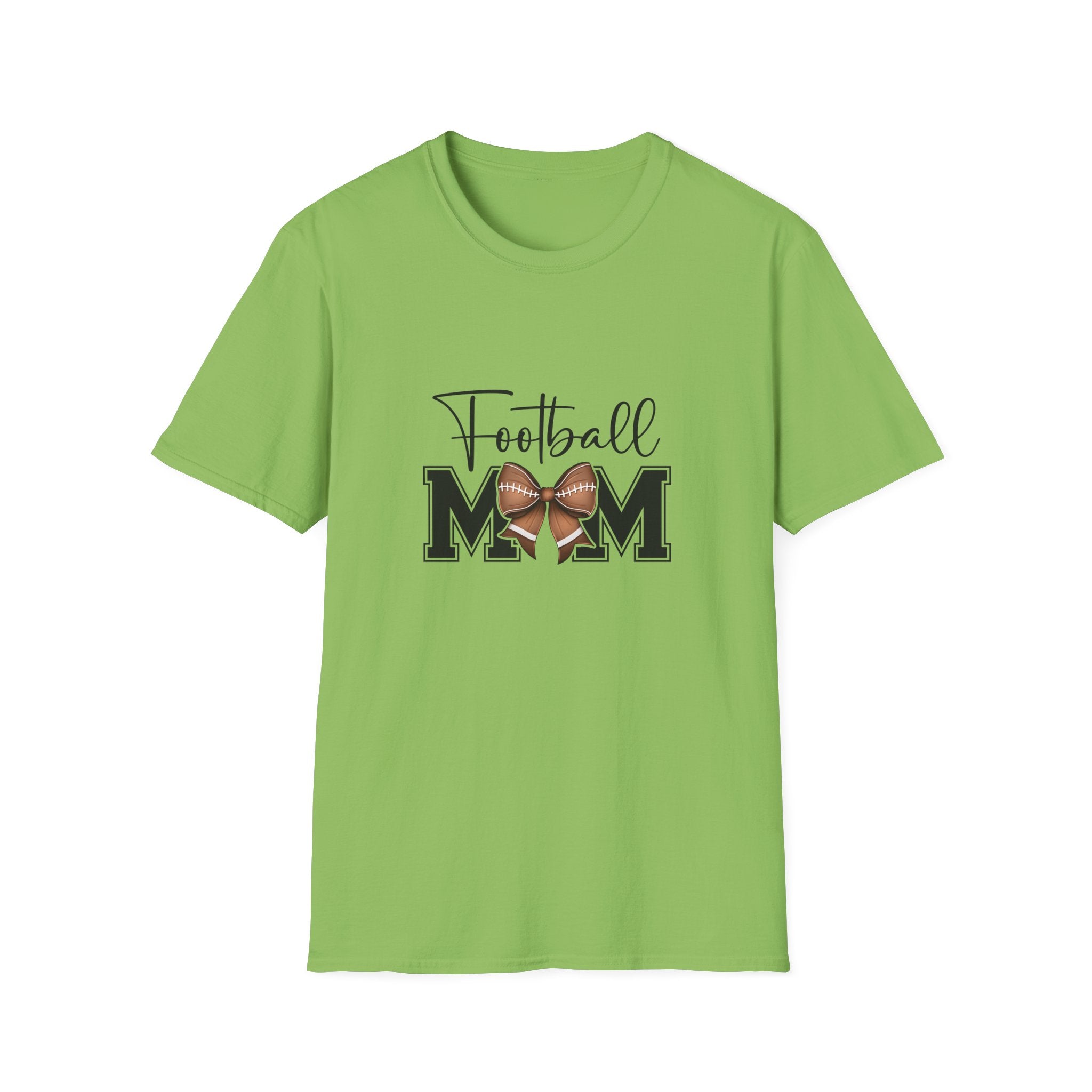 Football Mom Script T-Shirt — Cute Bow Gift for Proud Moms Game Day Graphic Tee