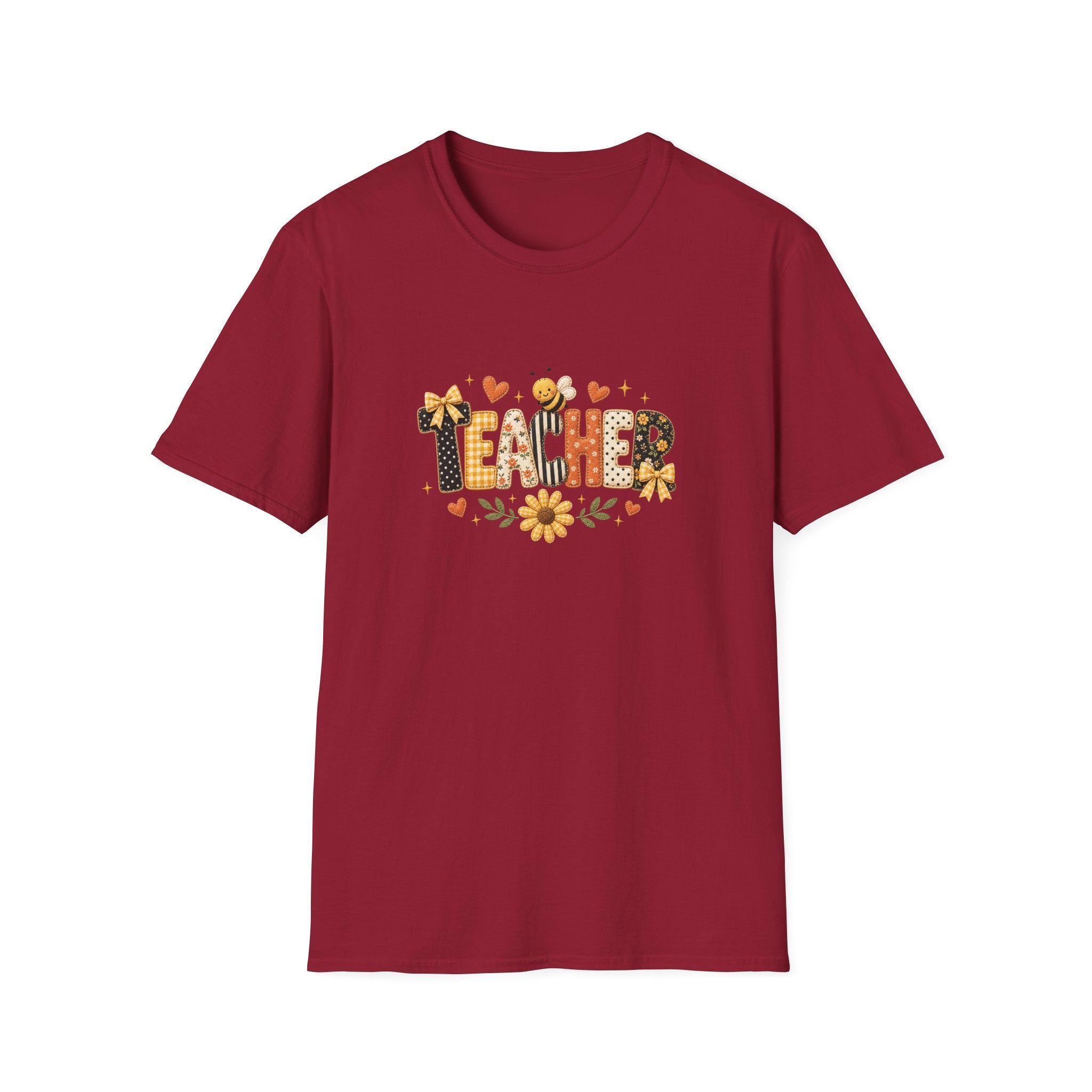Teacher Floral Bee T-Shirt — Cute Back-to-School Gift for Teachers Graphic Tee