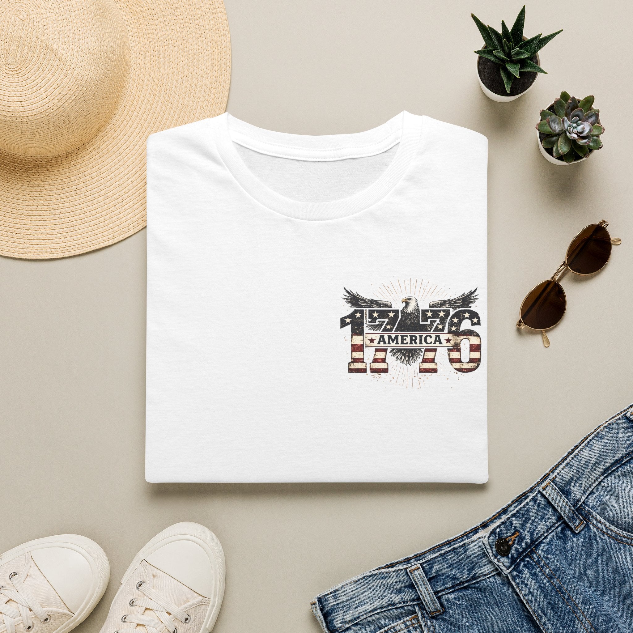 1776 American Flag Eagle T-Shirt — Vintage Patriotic Gift for Him Fourth of July Tee
