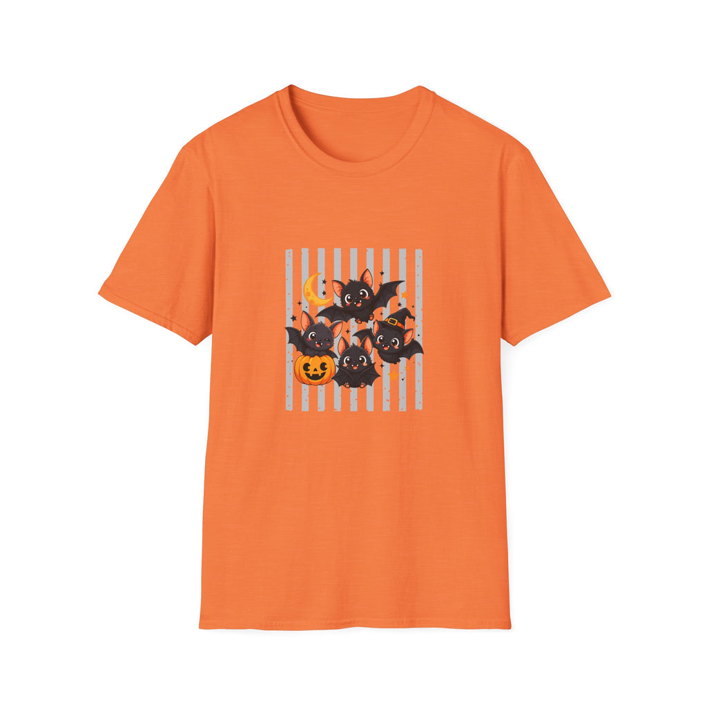 Halloween Bats Pumpkin Moon T-Shirt — Cute Spooky Gift for Women Graphic Tee