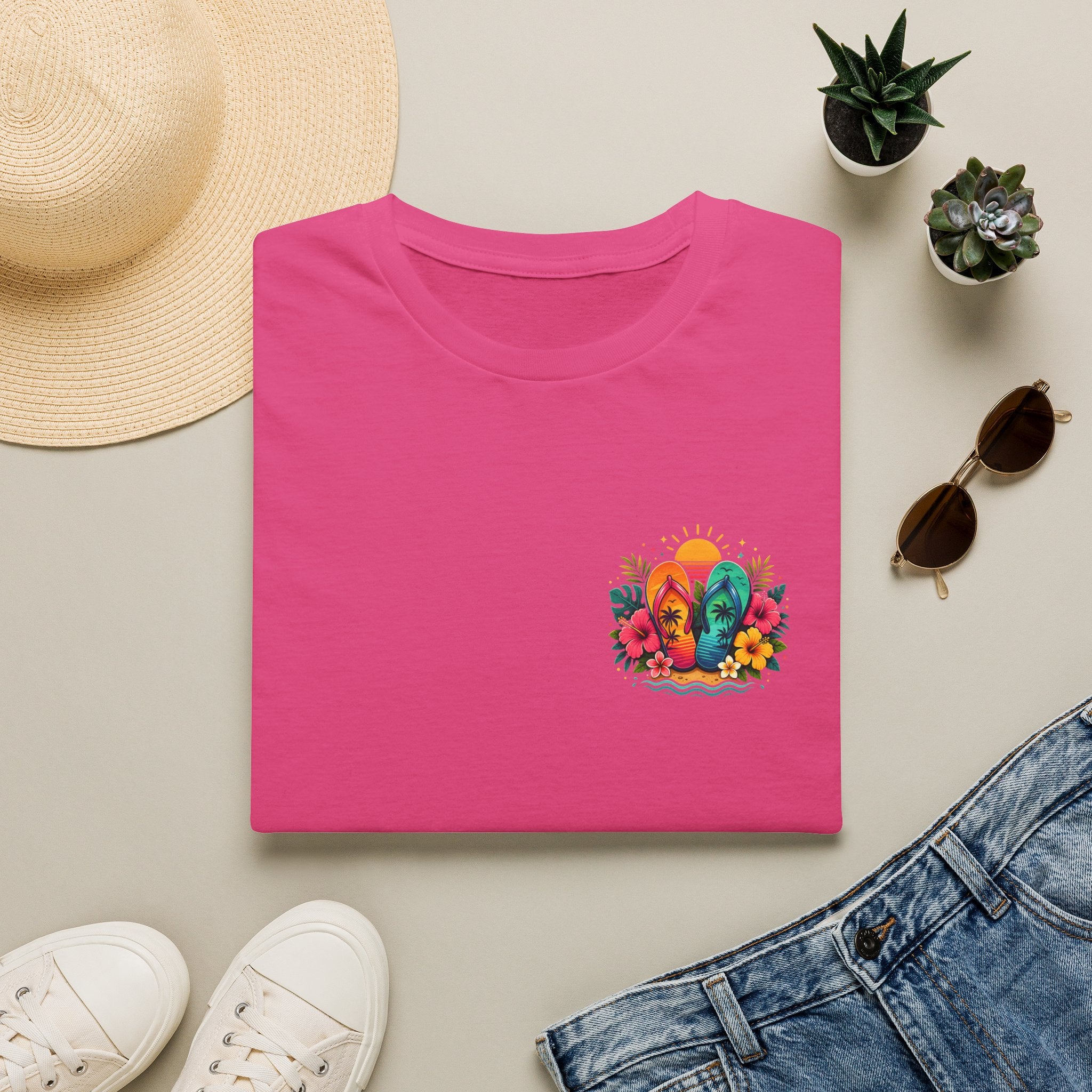 Floral Surf Chest Print T-Shirt — Cute Beach Gift for Women Graphic Tee
