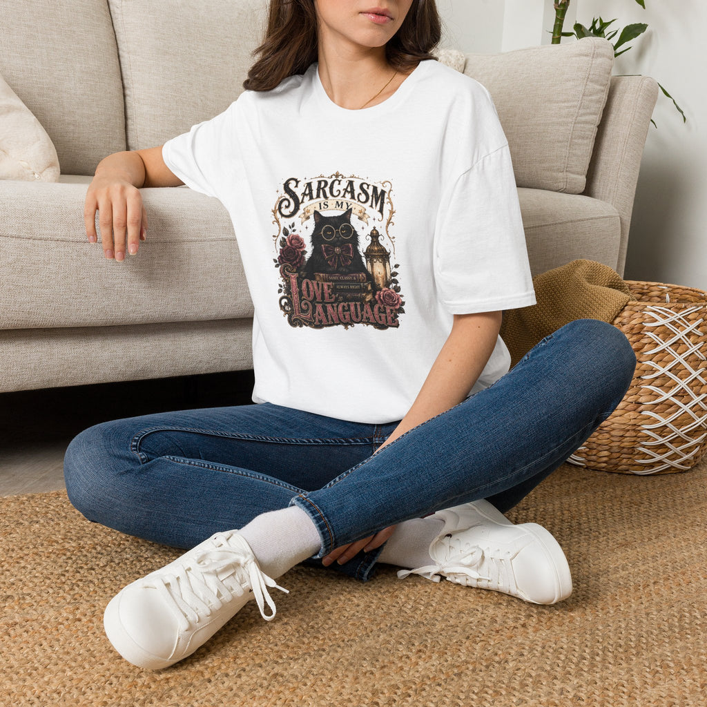 Sarcasm Is My Love Language Cat T-Shirt — Funny Gift for Her Vintage Graphic Tee