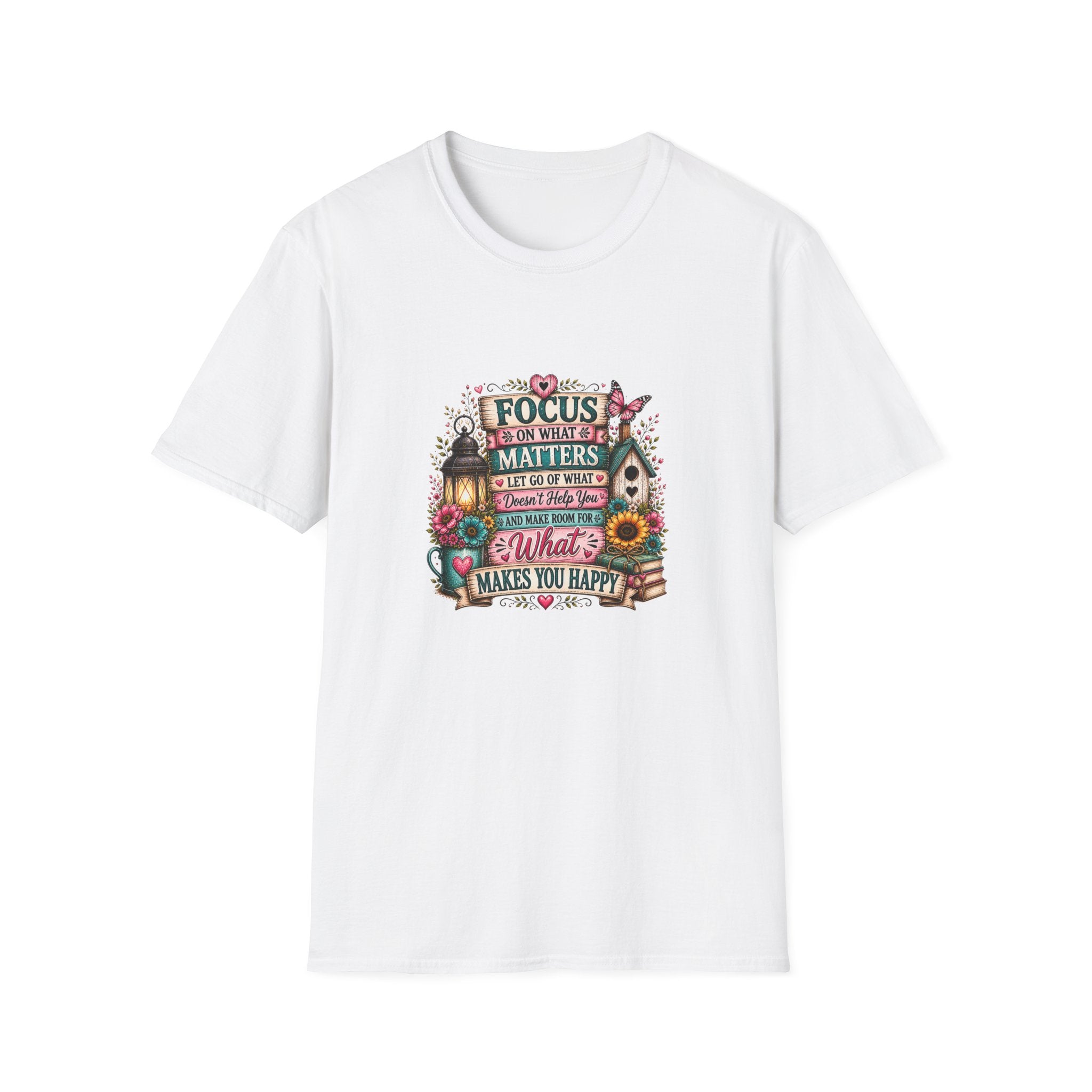 Focus on What Matters Floral T-Shirt — Inspirational Motivational Gift for Women Tee
