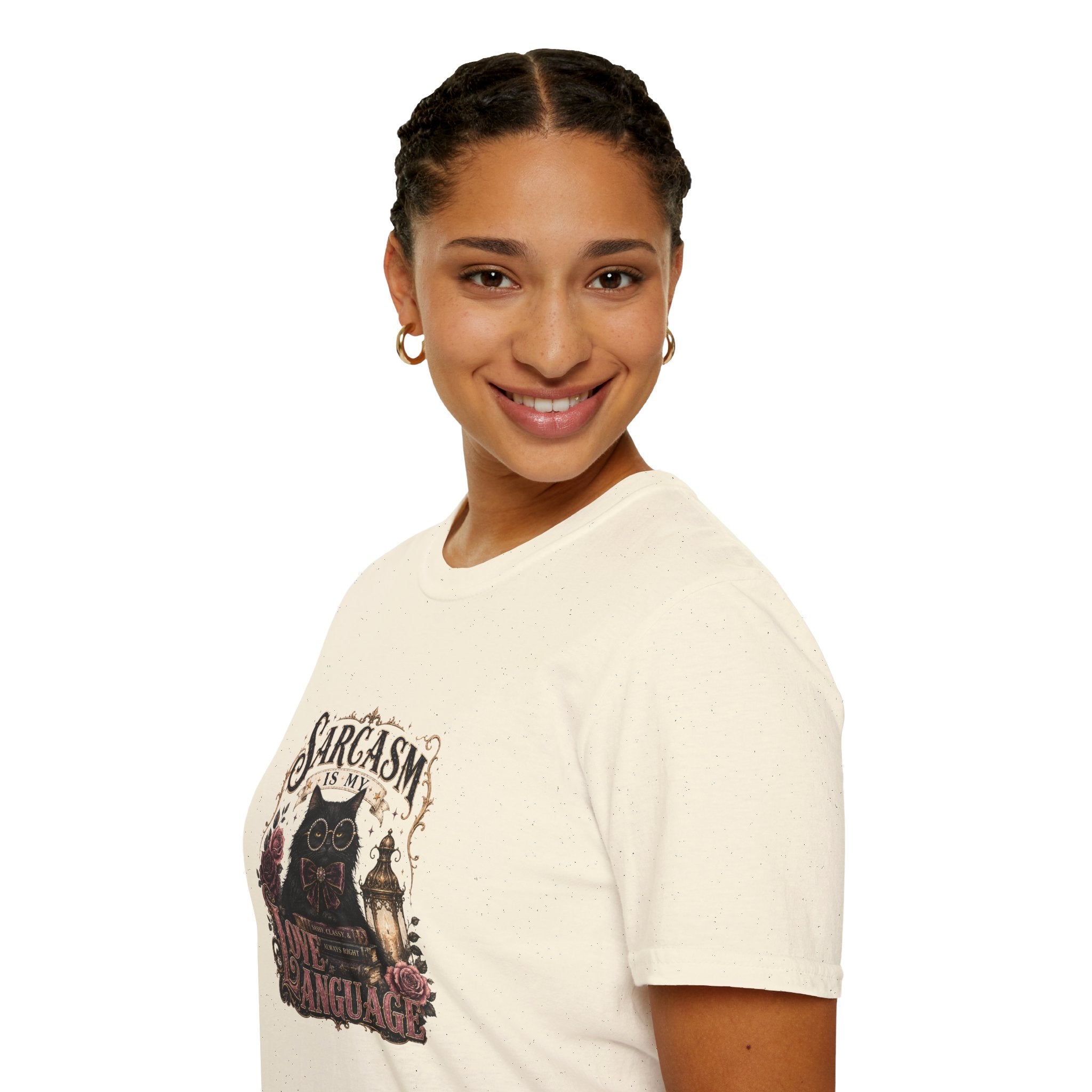 Sarcasm Is My Love Language Cat T-Shirt — Funny Gift for Her Vintage Graphic Tee