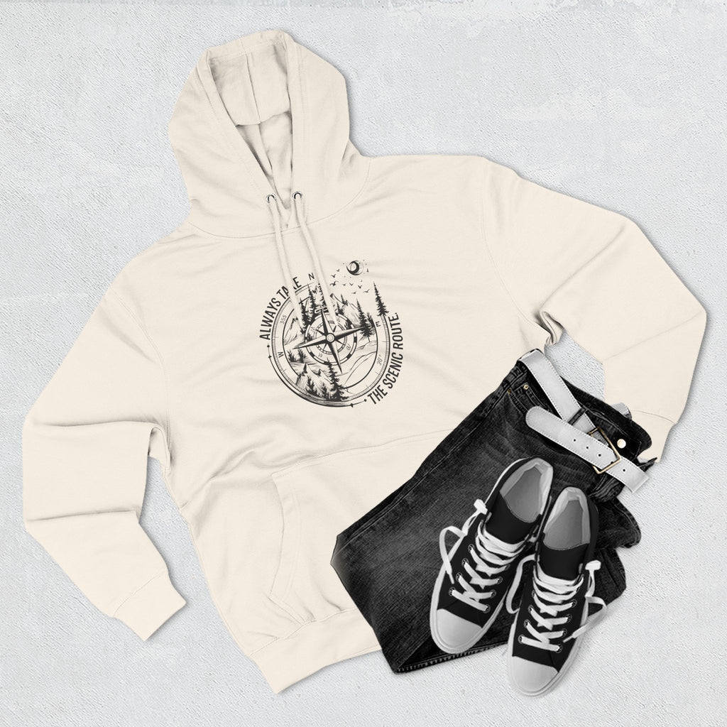 Hoodie — "Always Take the Scenic Route" Camping Graphic Pullover