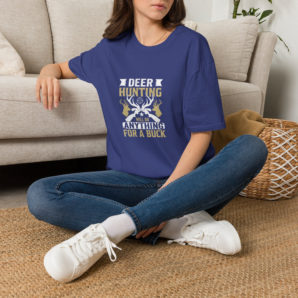 Will Do Anything for a Buck Deer T-Shirt — Funny Hunting Gift for Men Graphic Tee
