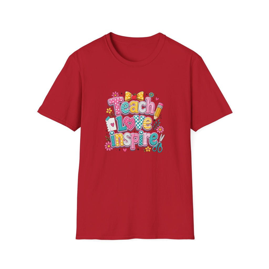 Teach Love Inspire T-Shirt — Cute Colorful Teacher Gift School Appreciation Tee