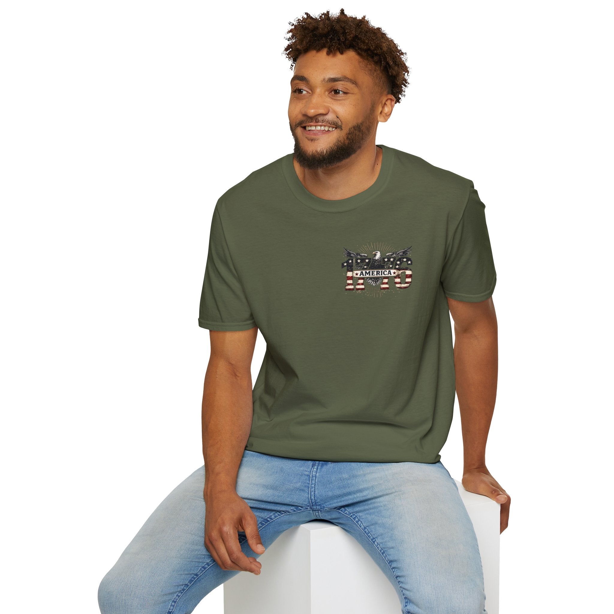 1776 American Flag Eagle T-Shirt — Vintage Patriotic Gift for Him Fourth of July Tee