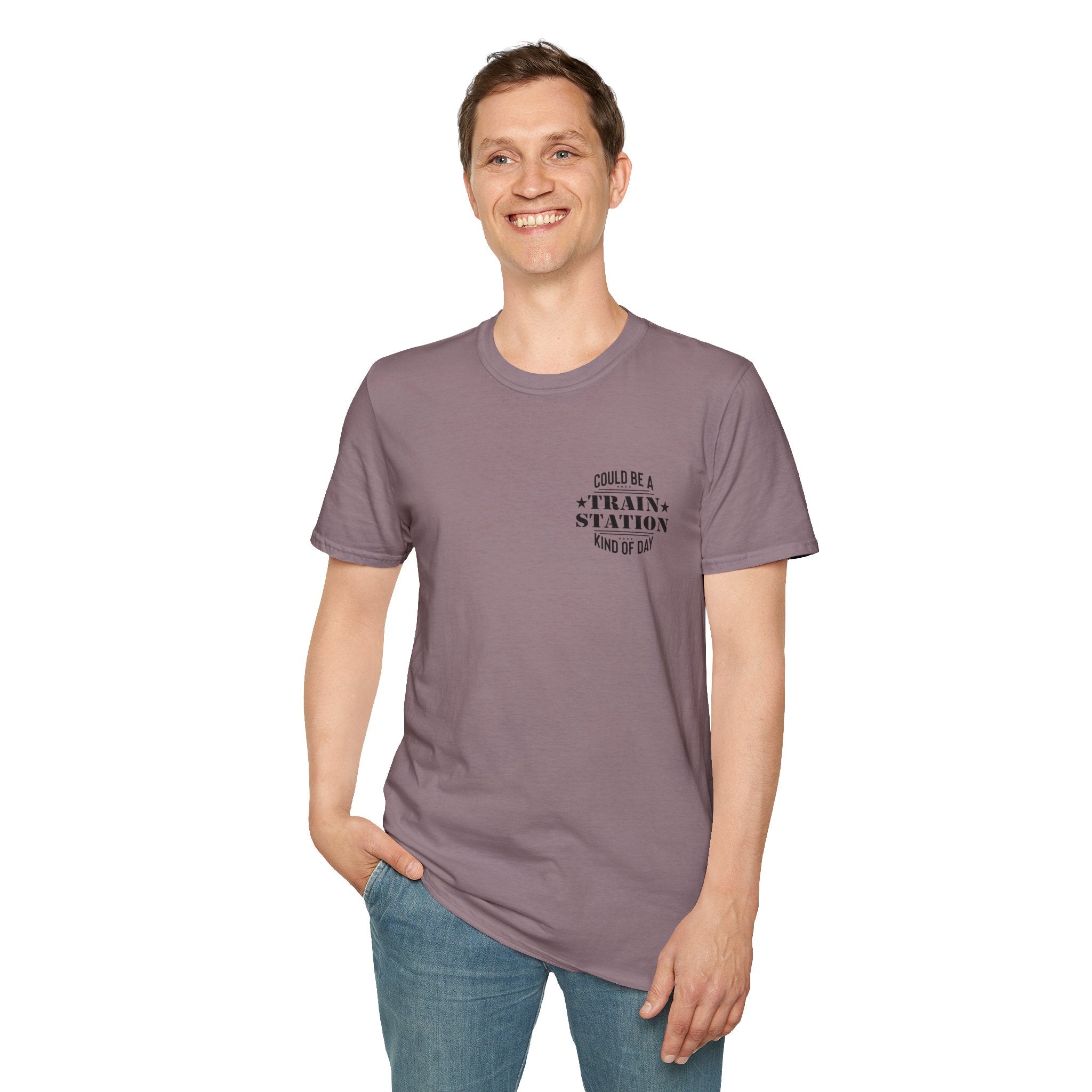 Could Be a Train Station Kind of Day T-Shirt — Funny Sarcastic Gift for Her Pocket Tee