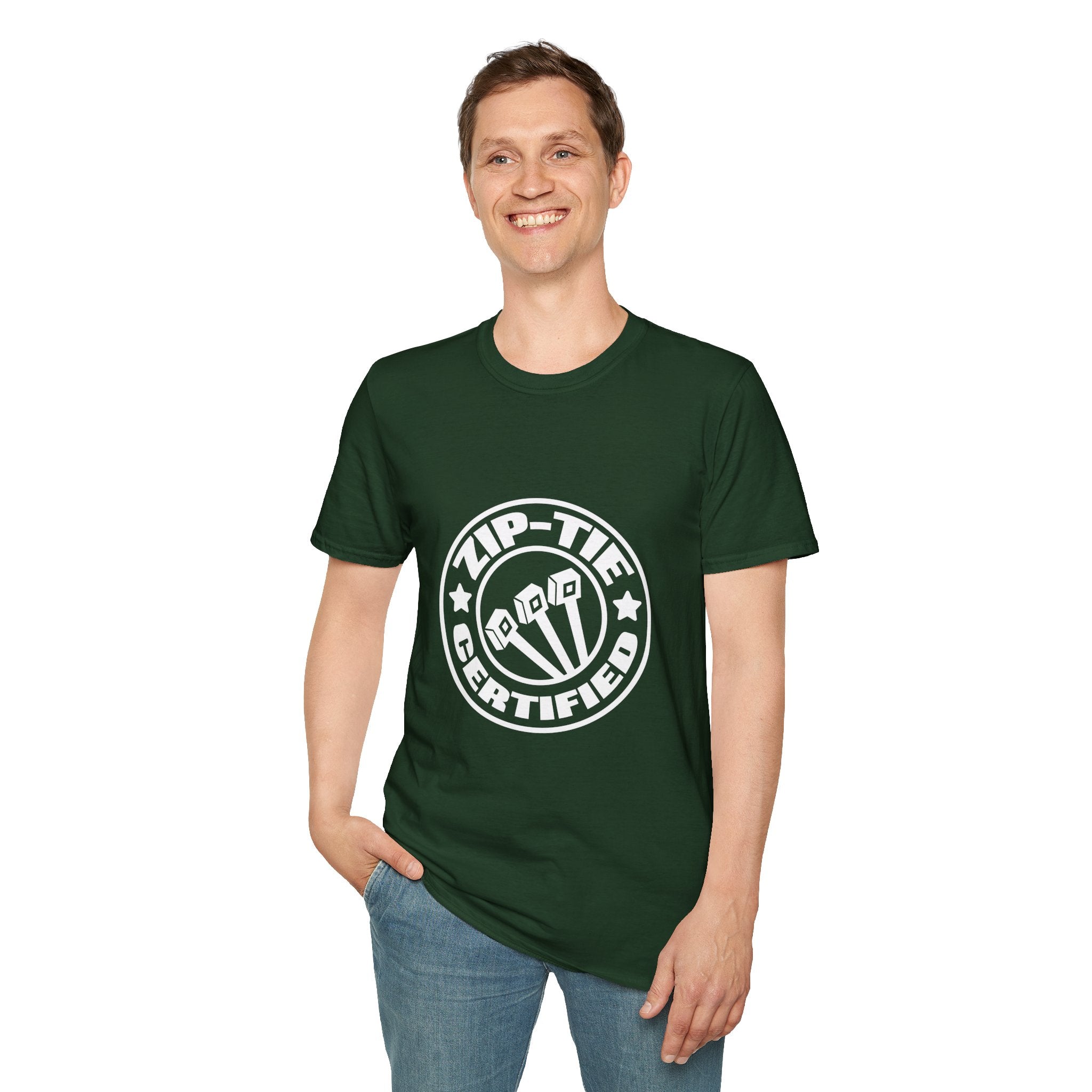 Zip-Tie Certified T-Shirt — Funny Handyman Gift for Him Bold Graphic Tee