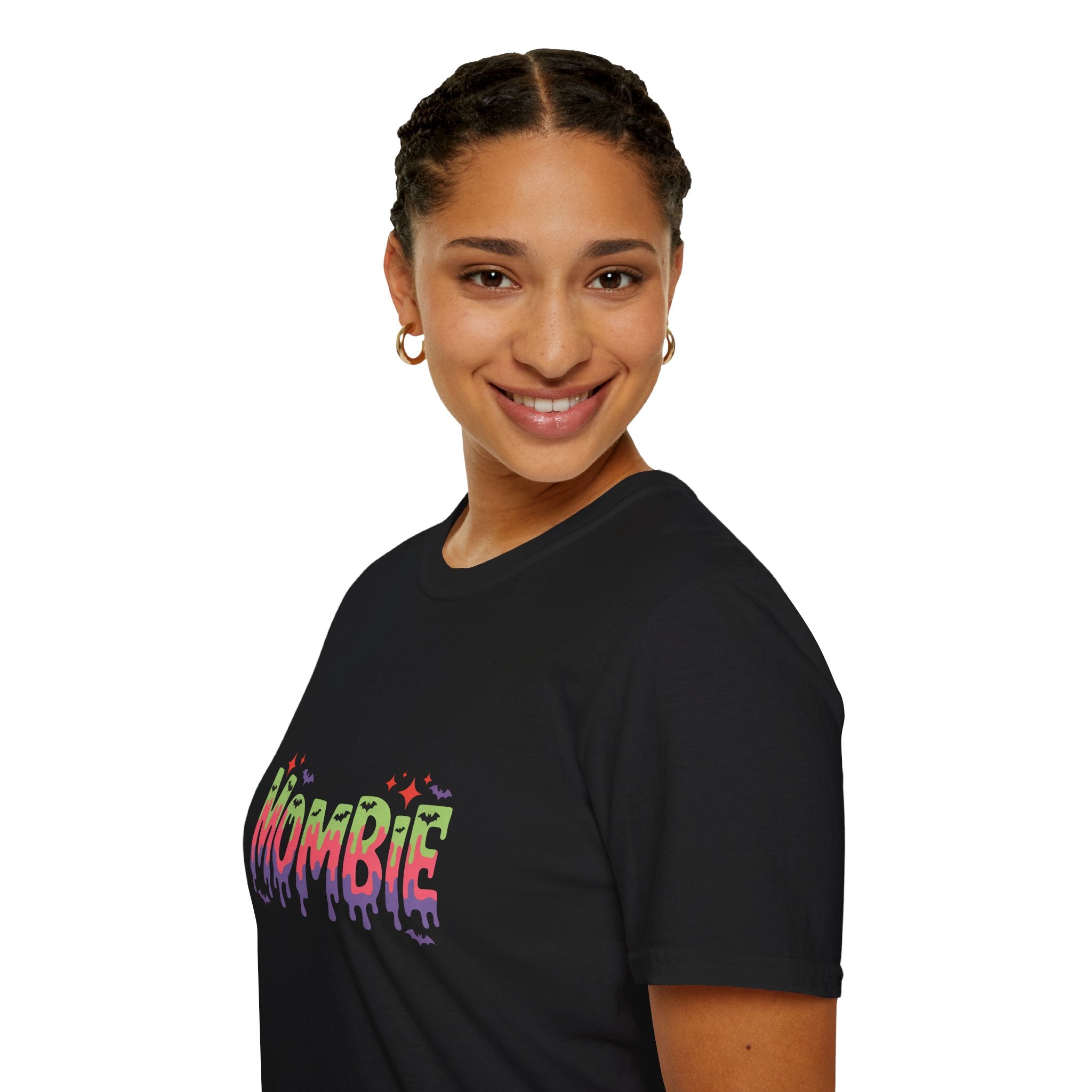 Mombie Halloween T-Shirt — Funny Zombie Mom Gift for Her Neon Graphic Tee