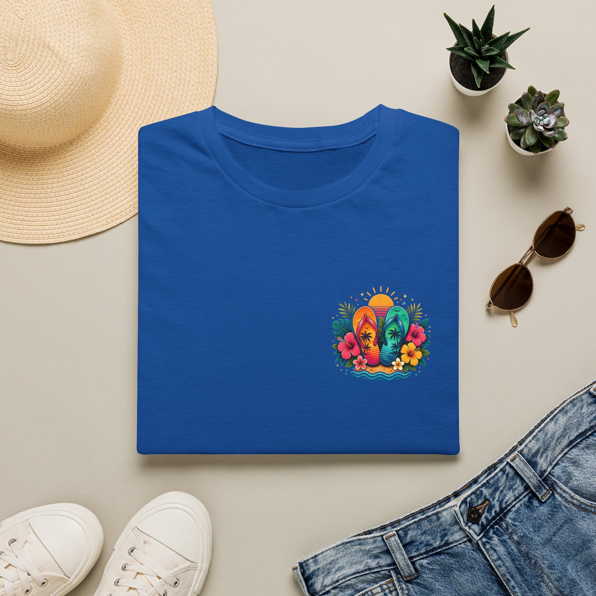 Floral Surf Chest Print T-Shirt — Cute Beach Gift for Women Graphic Tee