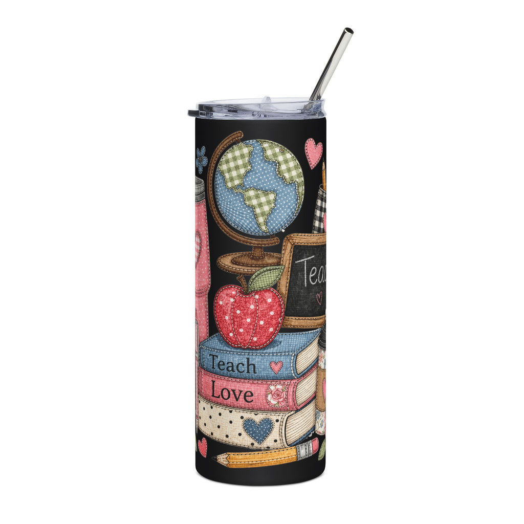Teach Love Teacher Appreciation Tumbler — Cute Classroom Gift 20oz Stainless Steel Cup