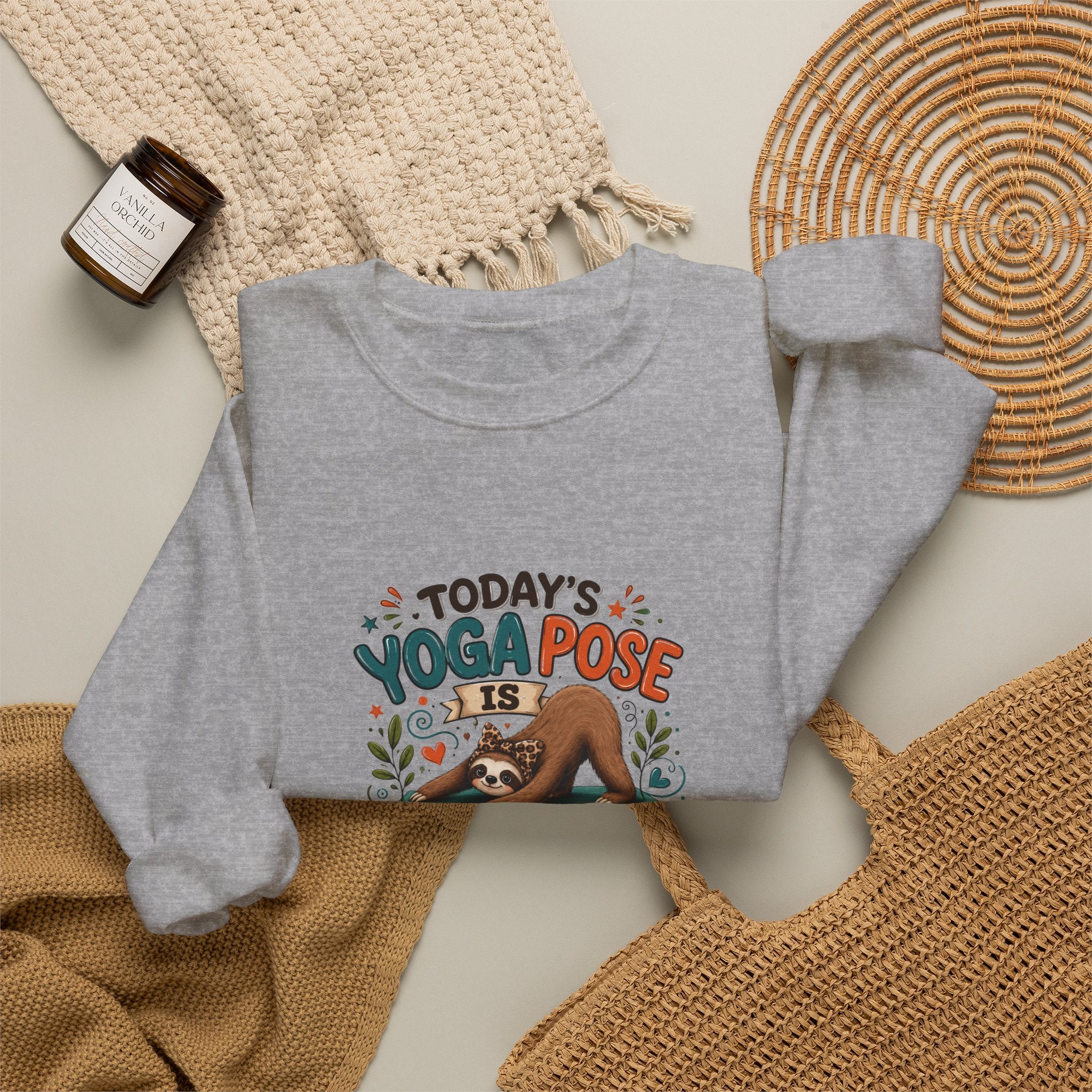 Downward Spiral Sloth Sweatshirt — Funny Lazy Gift for Her Yoga Pose Crewneck