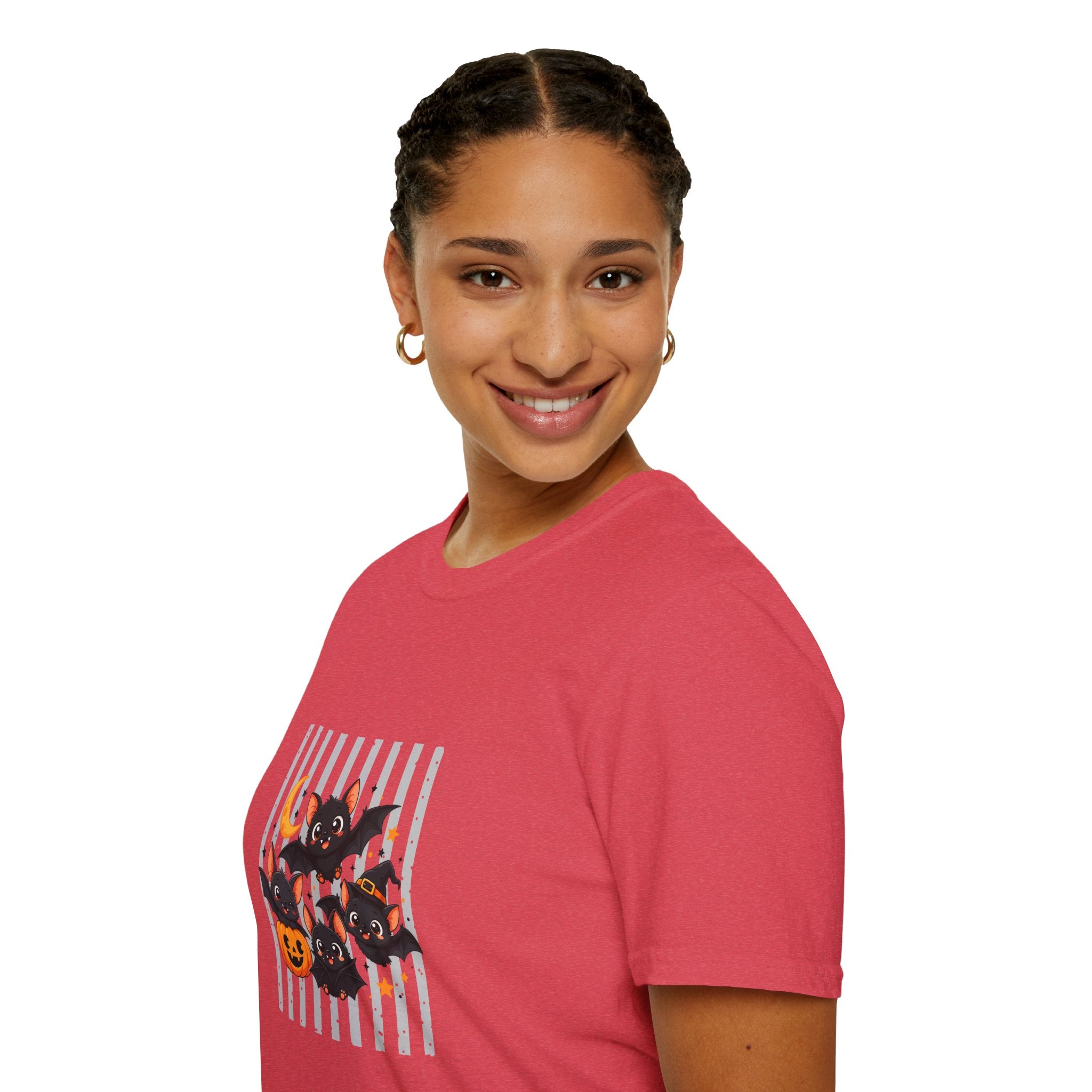 Halloween Bats Pumpkin Moon T-Shirt — Cute Spooky Gift for Women Graphic Tee