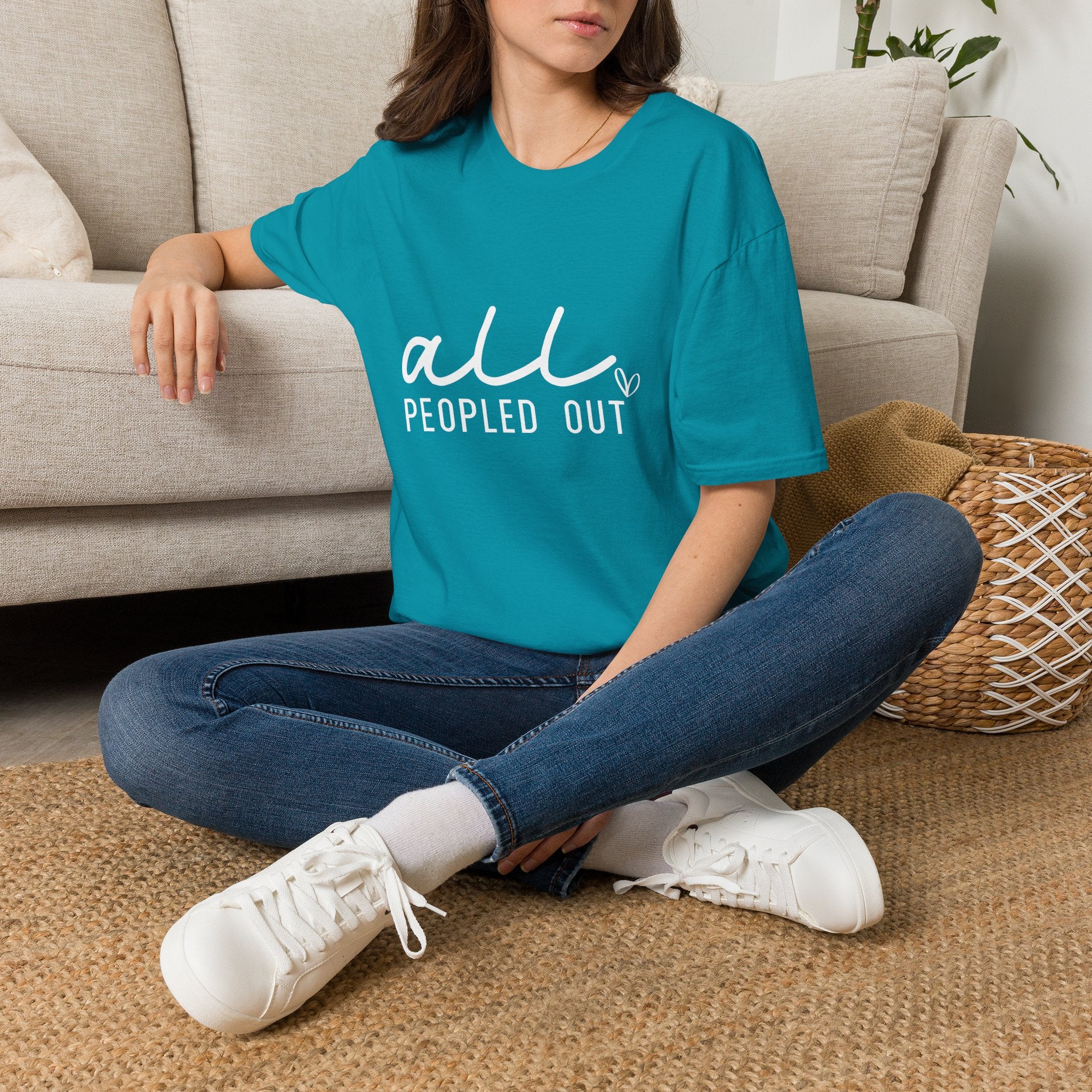 All Peopled Out T-Shirt — Funny Introvert Gift for Her Sarcastic Anti-Social Tee