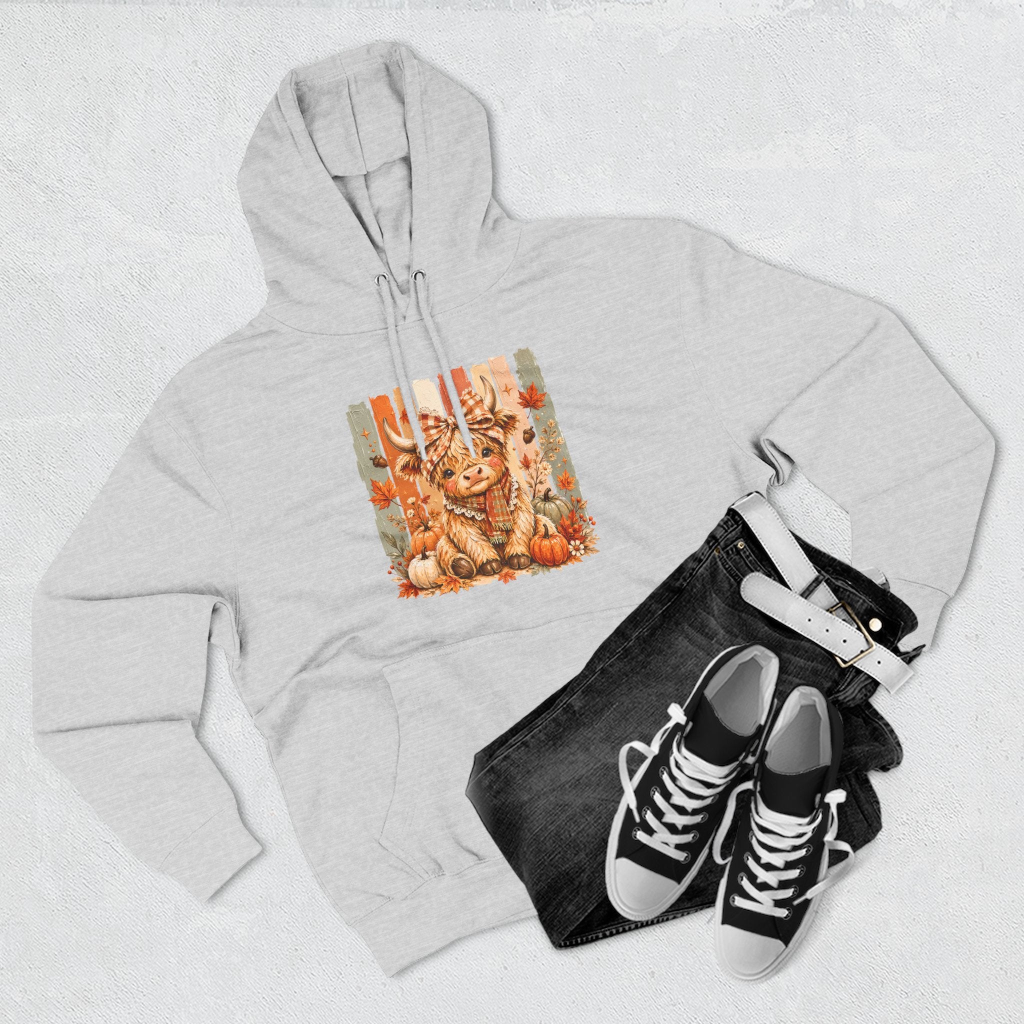 Autumn Pumpkin Cow Hoodie — Cute Fall Gift for Women Cozy Graphic Pullover