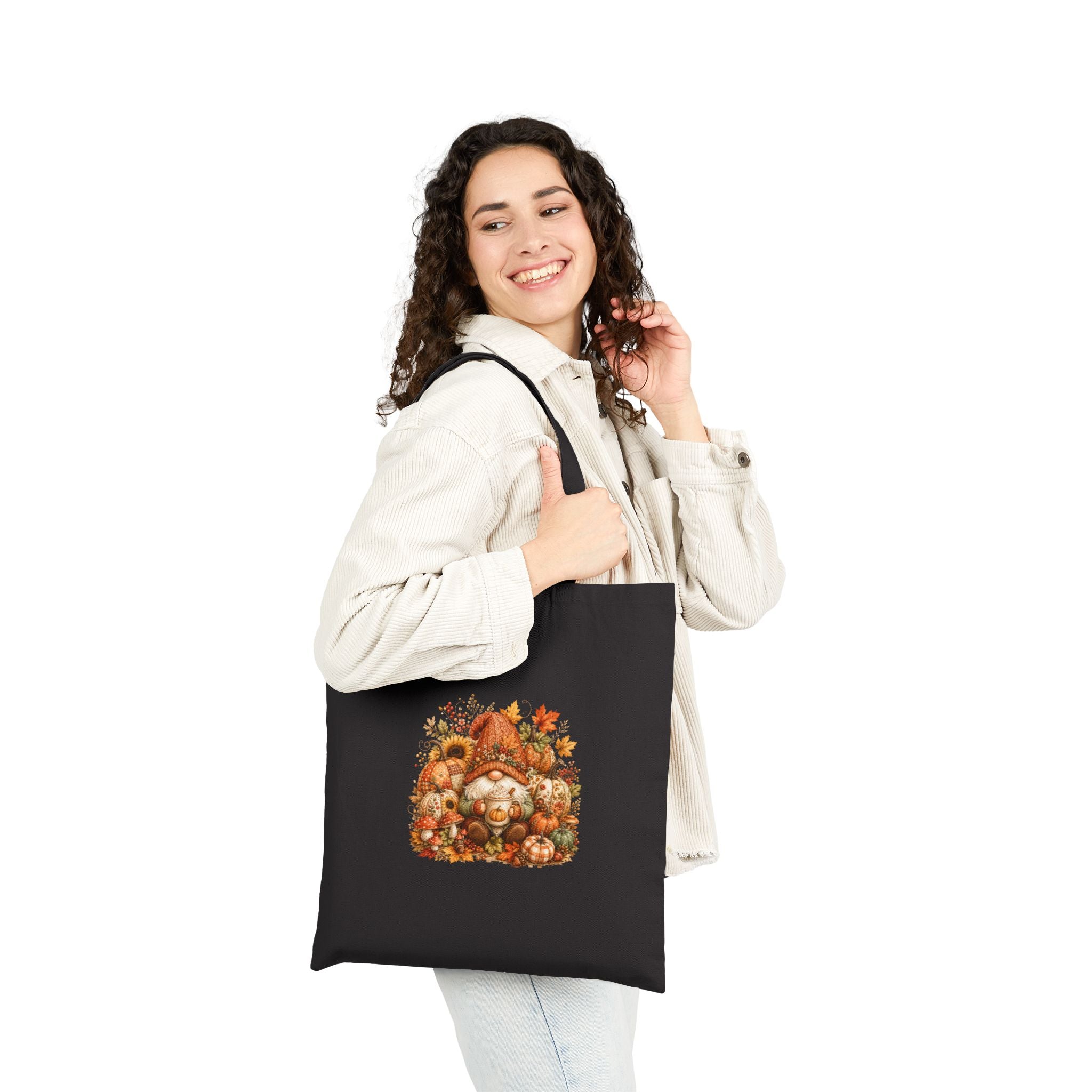 Autumn Gnome Harvest Canvas Tote Bag — Cute Fall Gift for Women Market Shopper