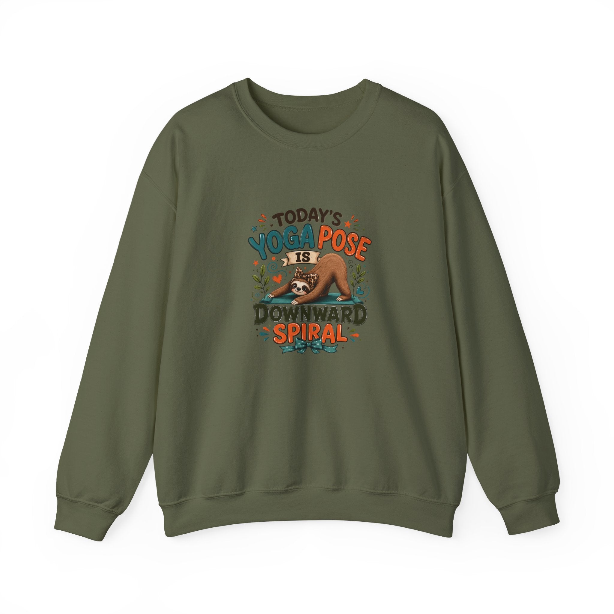 Downward Spiral Sloth Sweatshirt — Funny Lazy Gift for Her Yoga Pose Crewneck