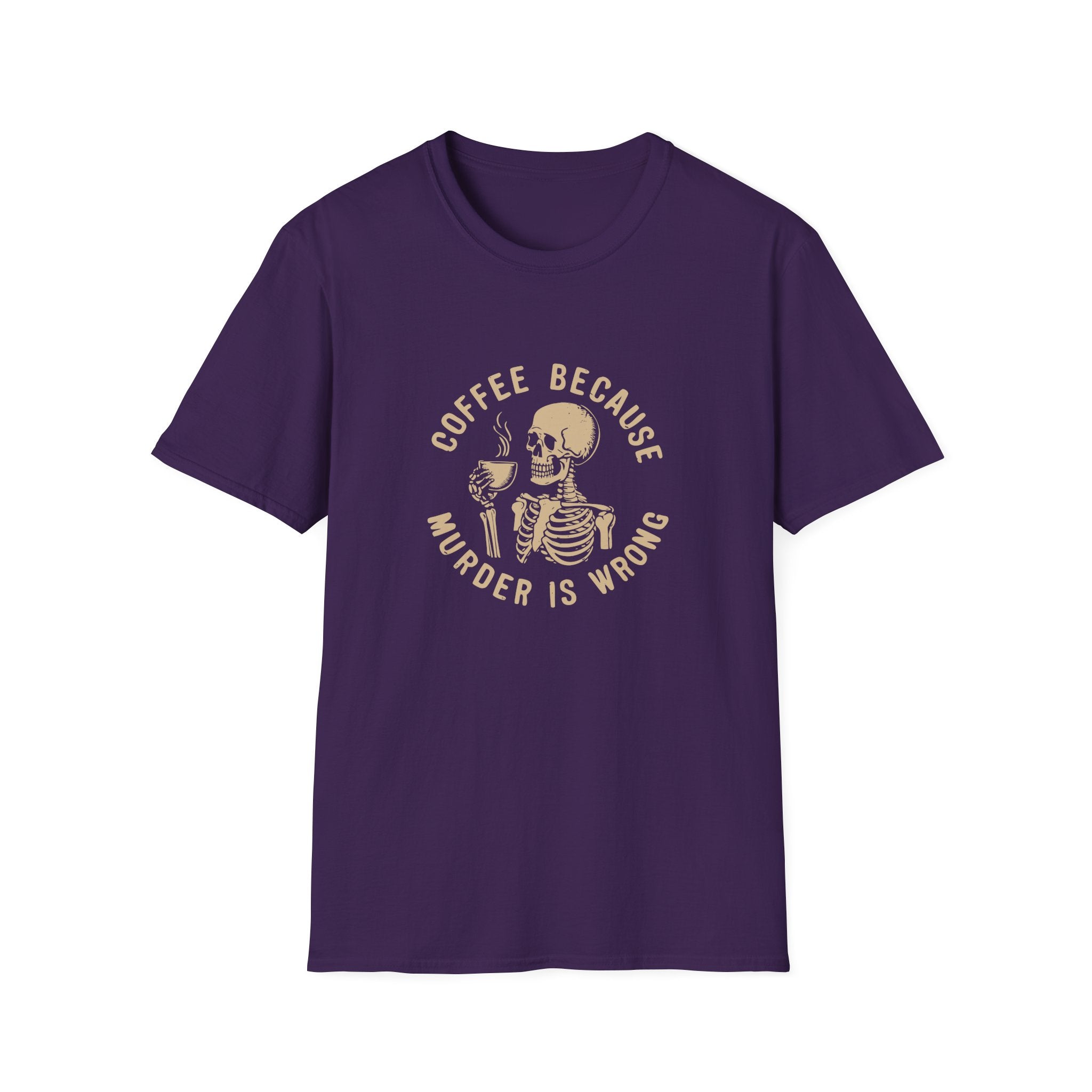 Coffee Because Murder Is Wrong Skull T-Shirt — Funny Dark Humor Gift for Her Graphic Tee