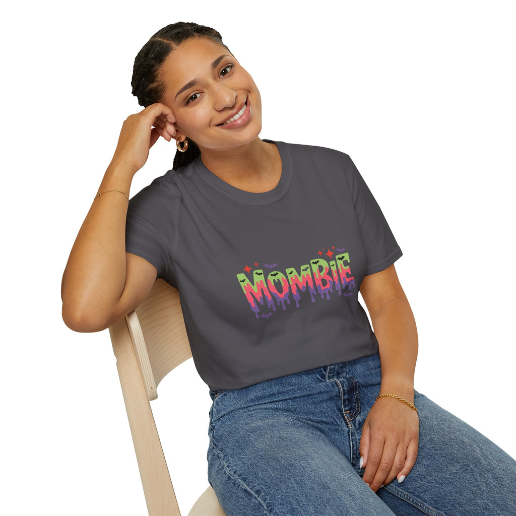 Mombie Halloween T-Shirt — Funny Zombie Mom Gift for Her Neon Graphic Tee
